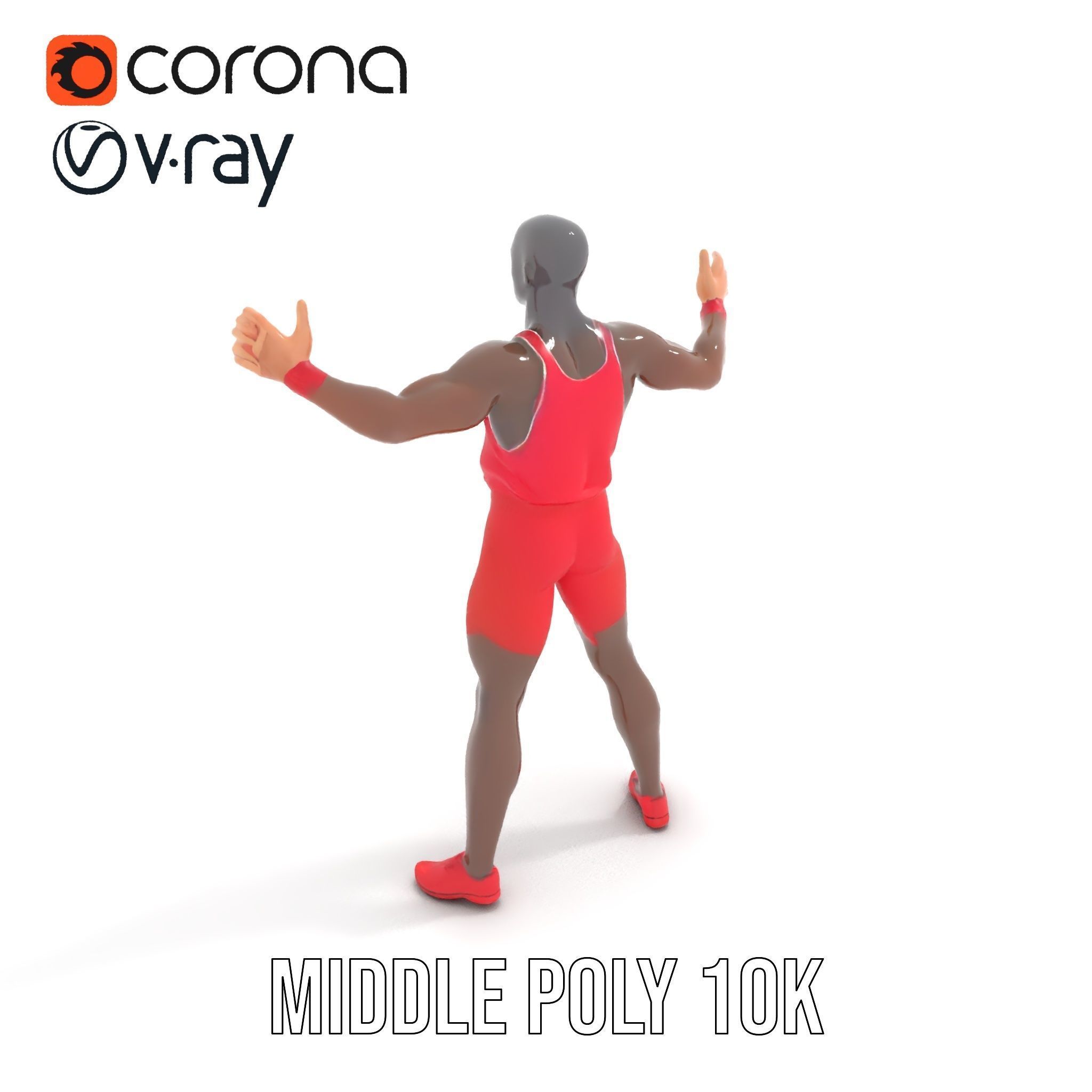 Athletic Runner Rigged and Animated Character Model Low-poly 3D model_15