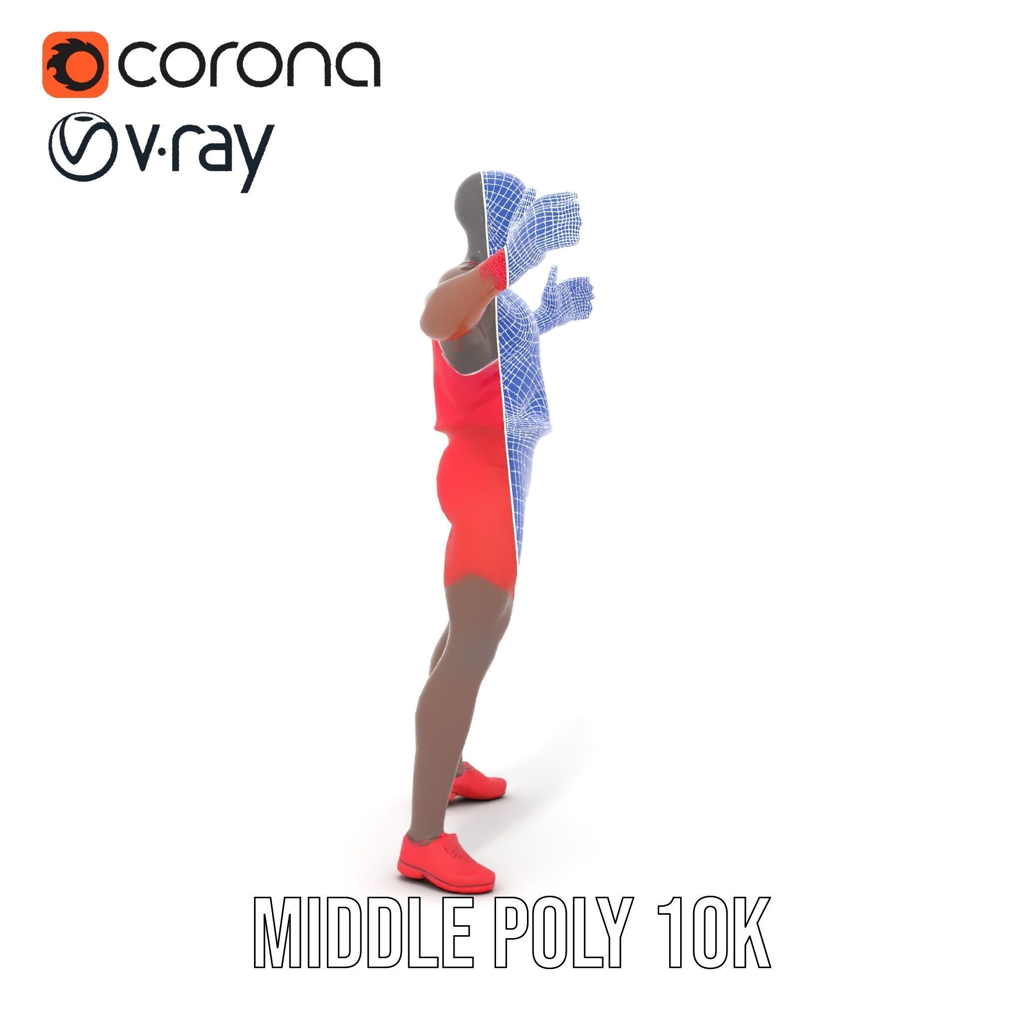 Athletic Runner Rigged and Animated Character Model Low-poly 3D model_18