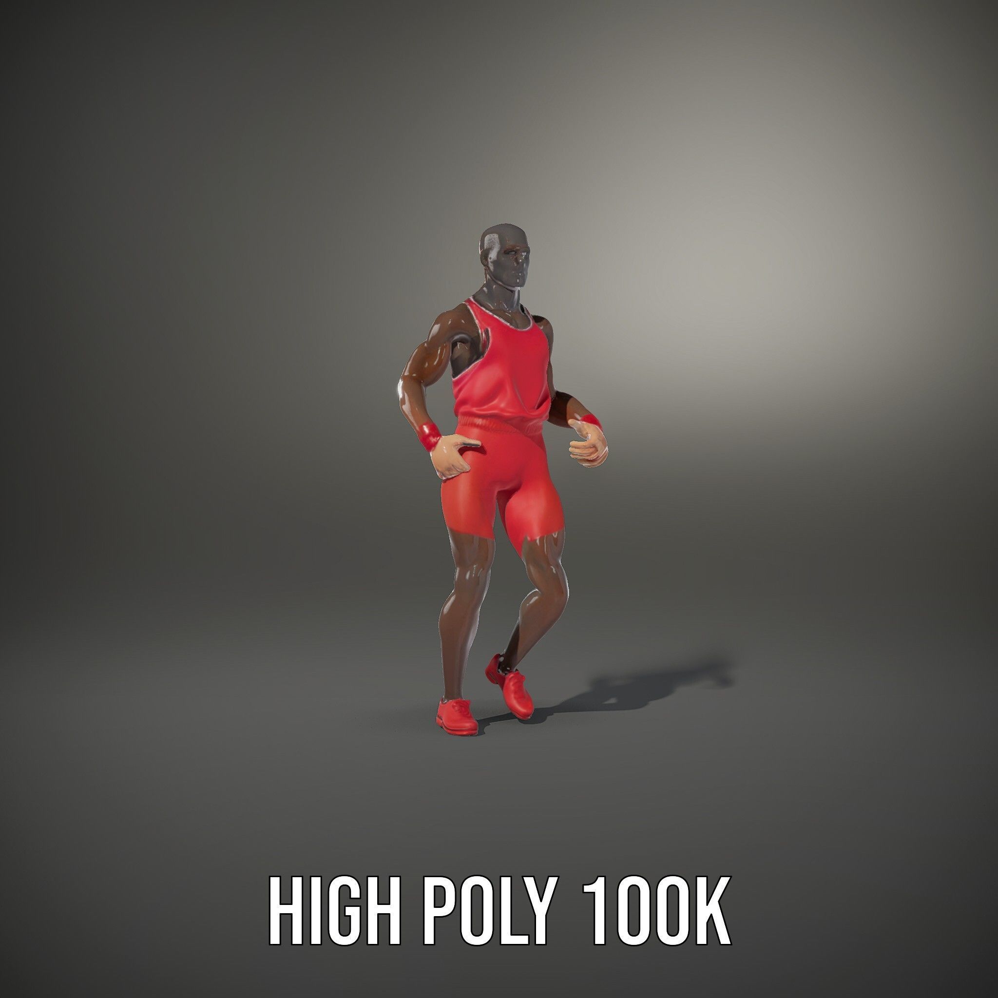 Athletic Runner Rigged and Animated Character Model Low-poly 3D model_12