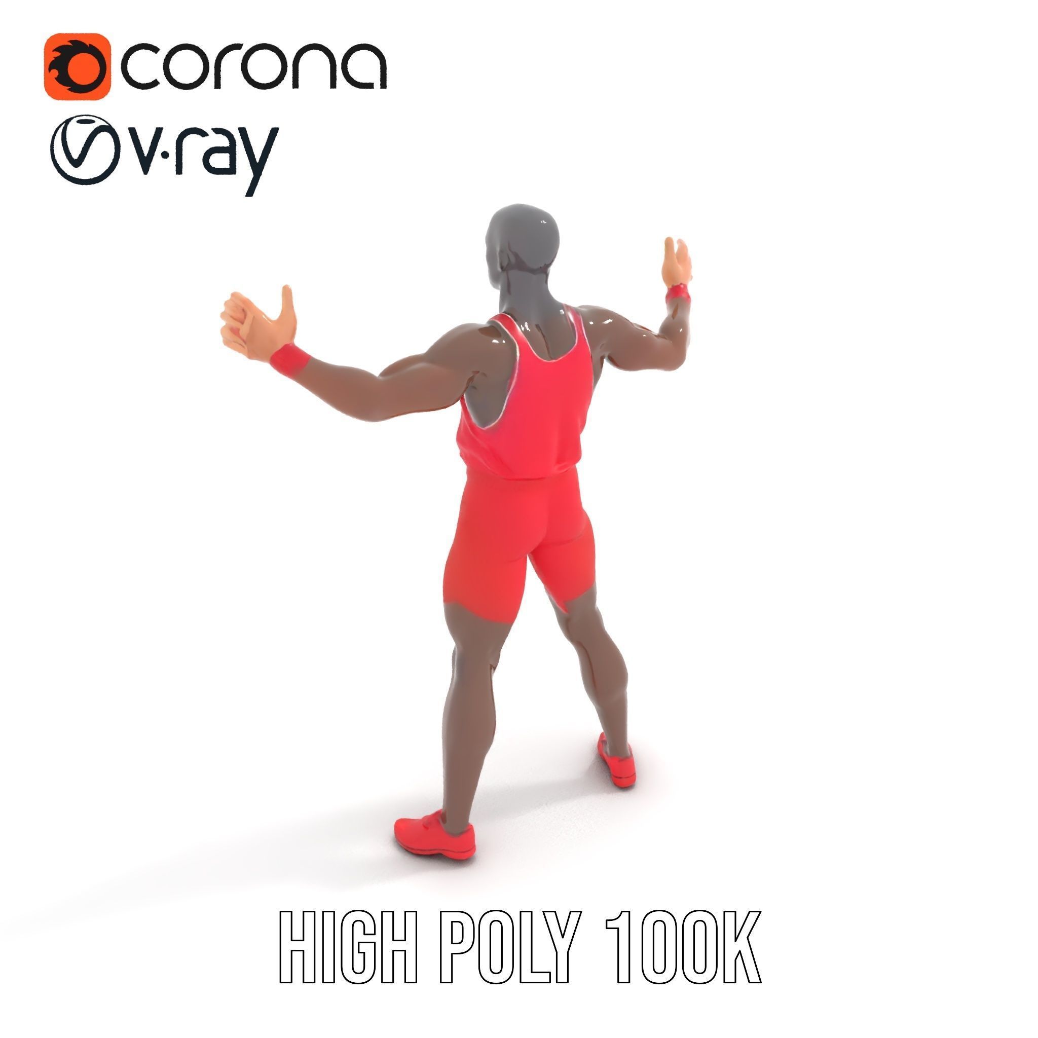 Athletic Runner Rigged and Animated Character Model Low-poly 3D model_17