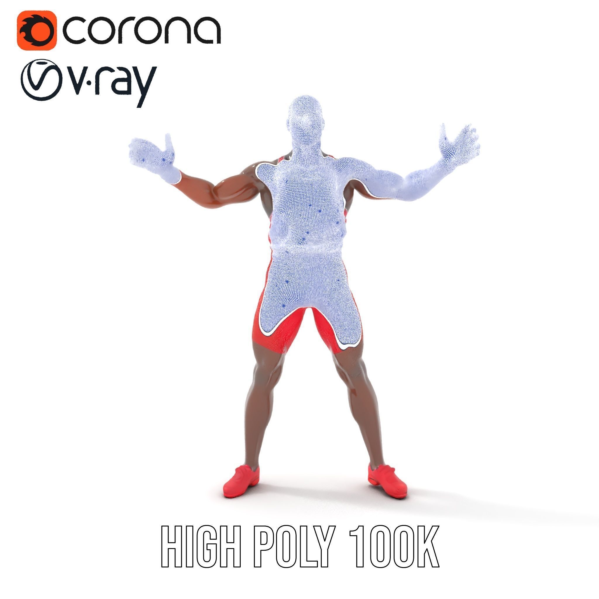 Athletic Runner Rigged and Animated Character Model Low-poly 3D model_36