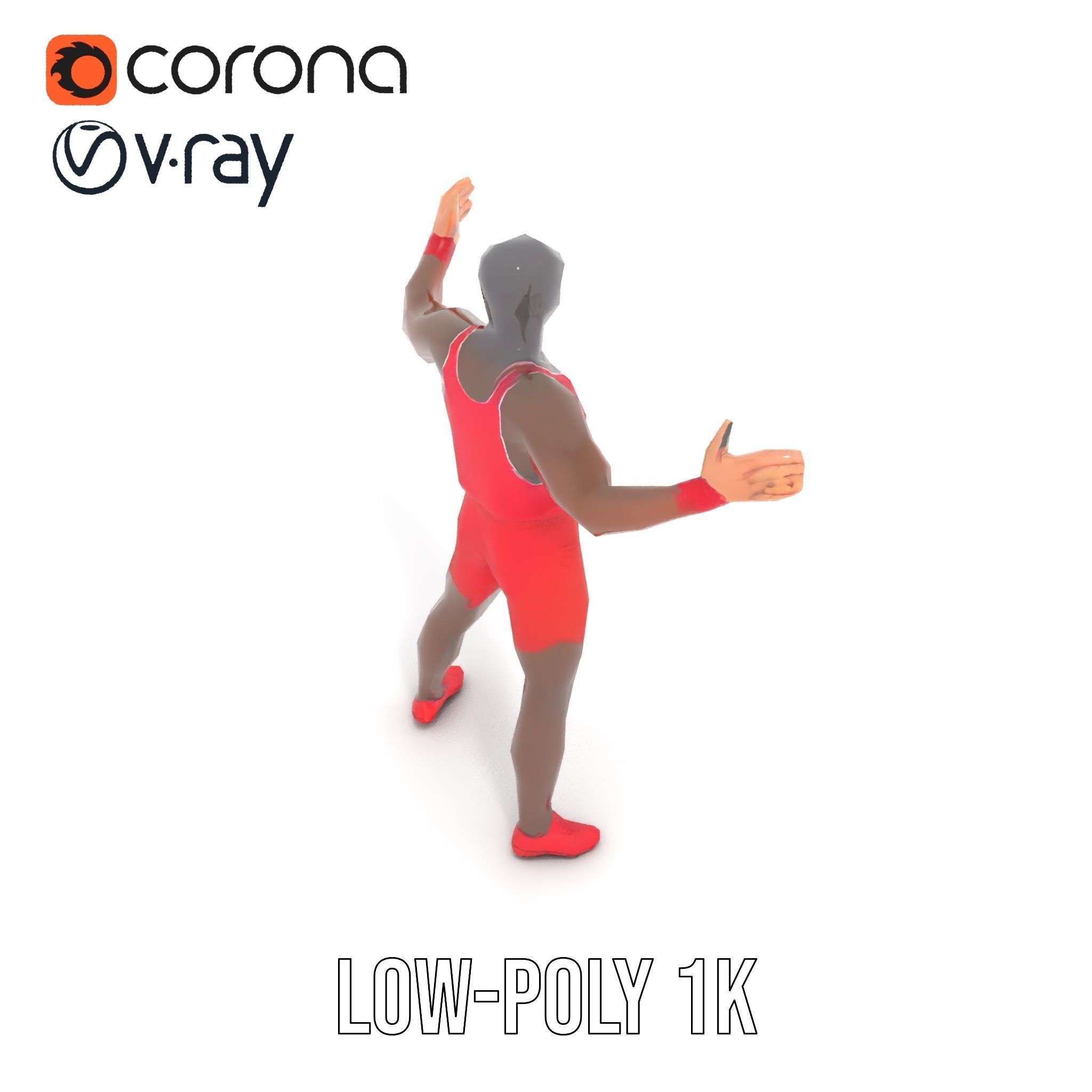 Athletic Runner Rigged and Animated Character Model Low-poly 3D model_9