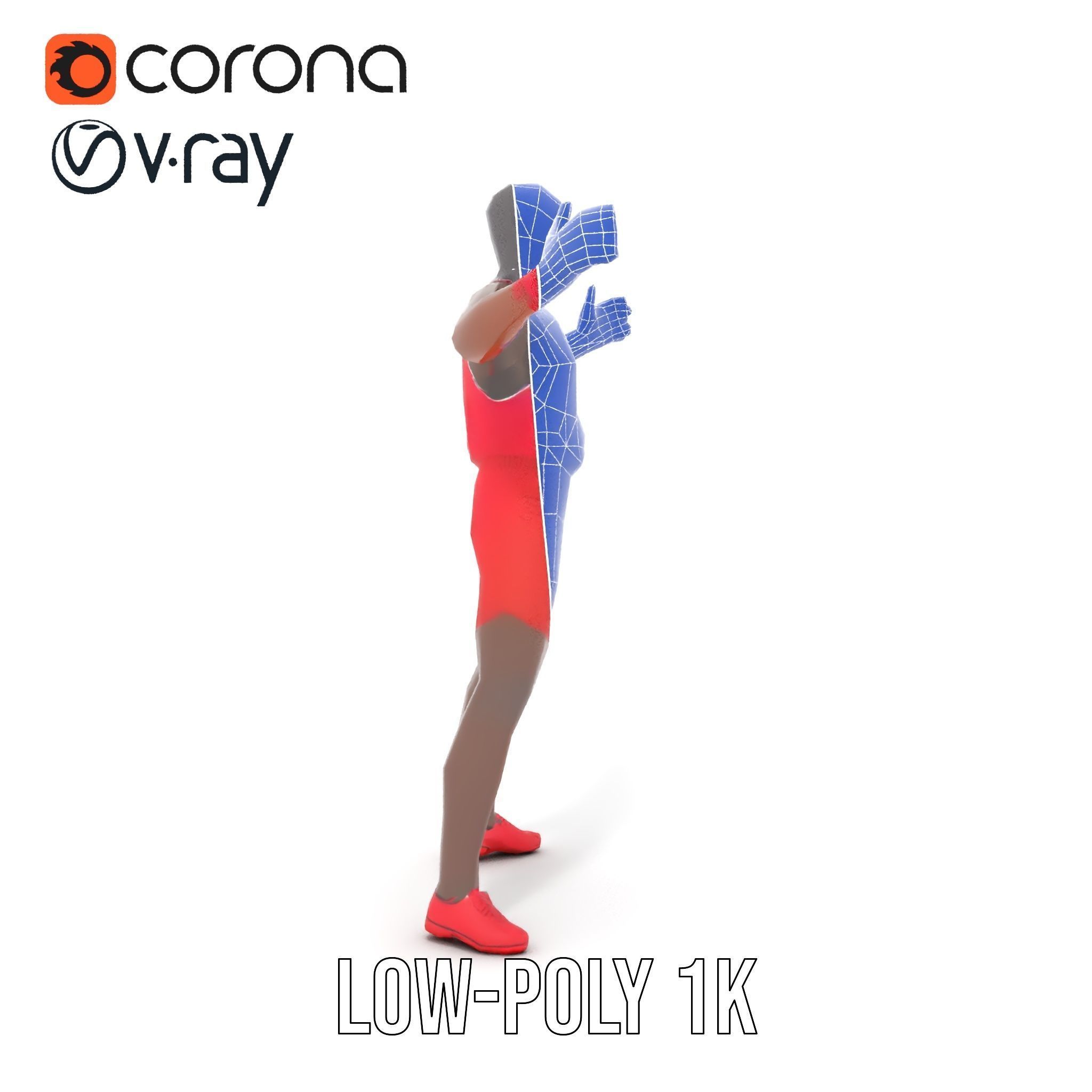 Athletic Runner Rigged and Animated Character Model Low-poly 3D model_25