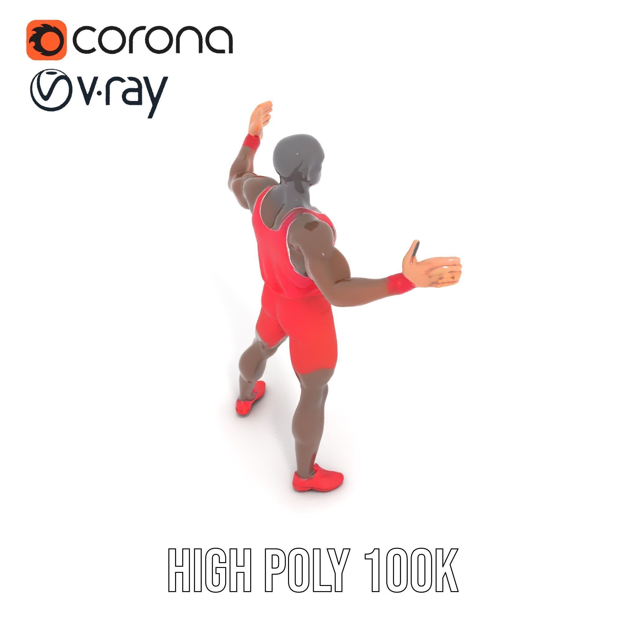 Athletic Runner Rigged and Animated Character Model Low-poly 3D model_20