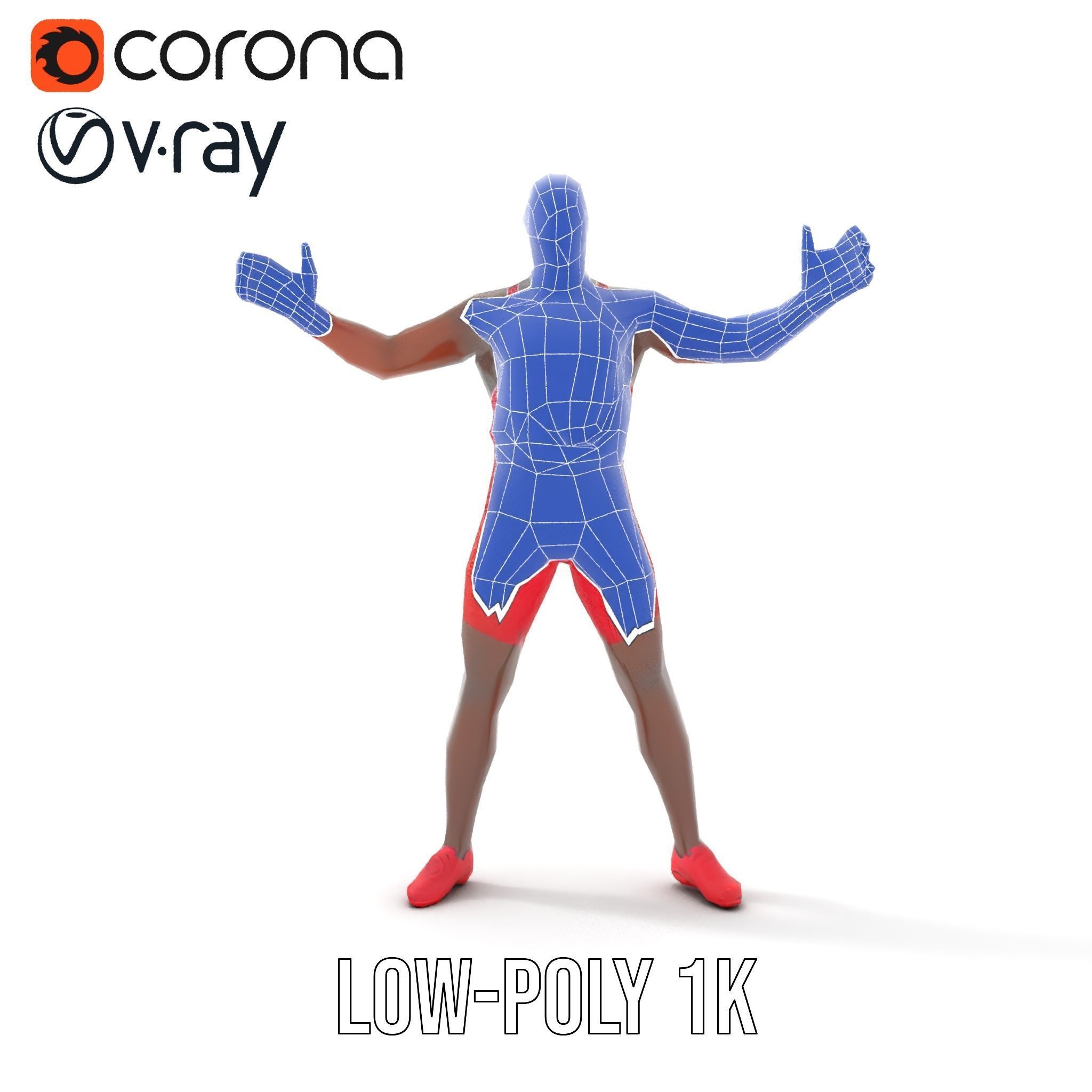 Athletic Runner Rigged and Animated Character Model Low-poly 3D model_19