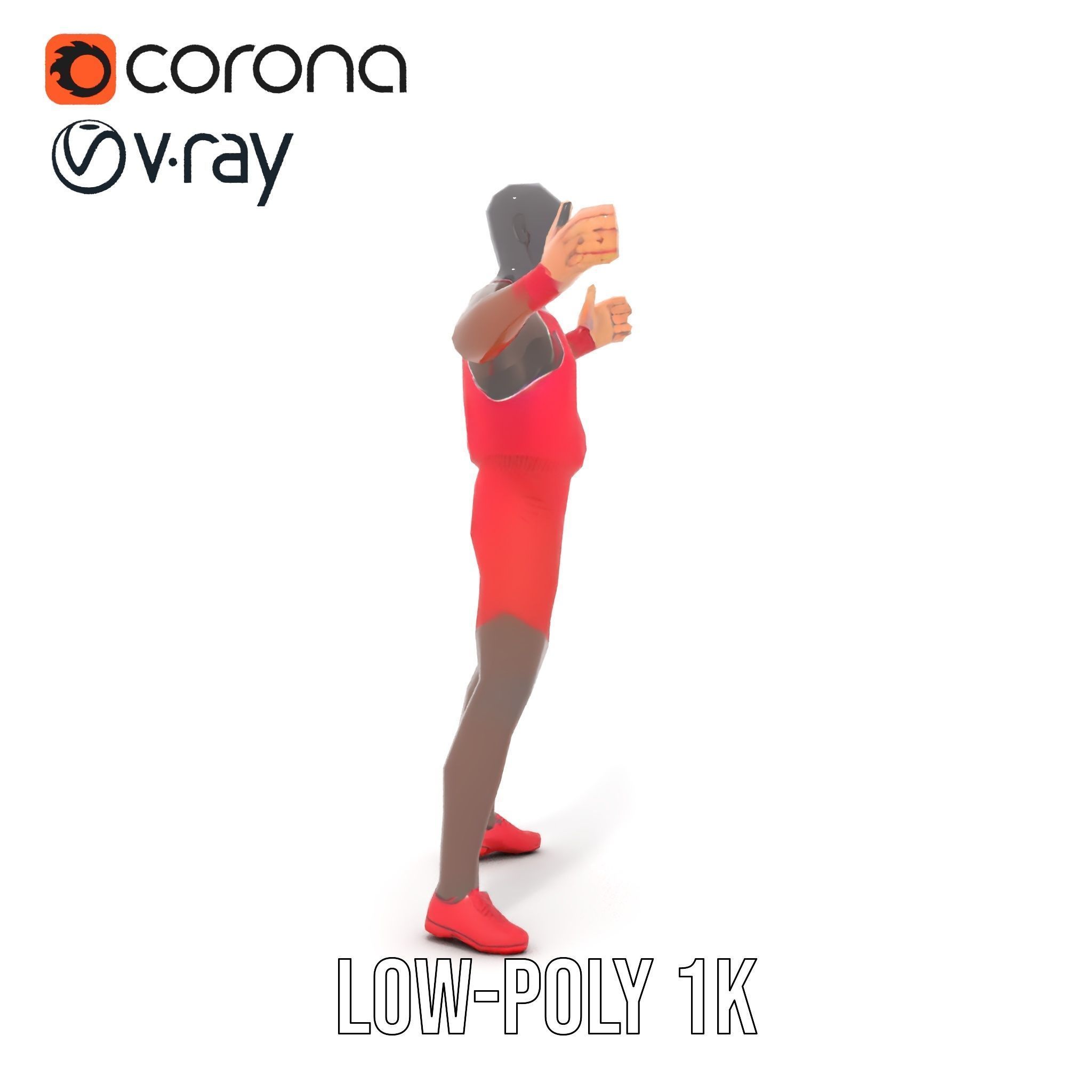 Athletic Runner Rigged and Animated Character Model Low-poly 3D model_16