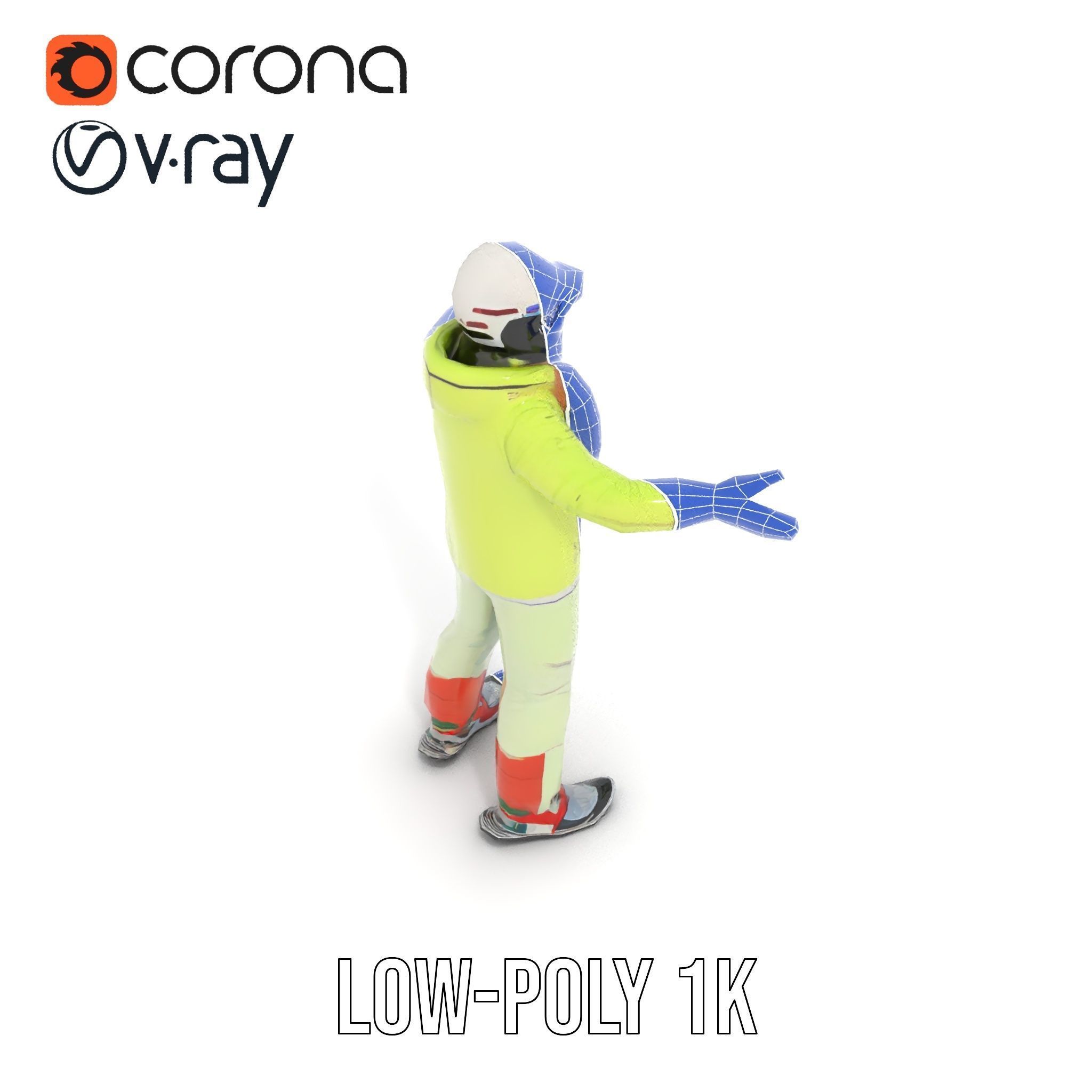 Ski Athlete Character Rigged and Animated D Model Low-poly 3D model_31