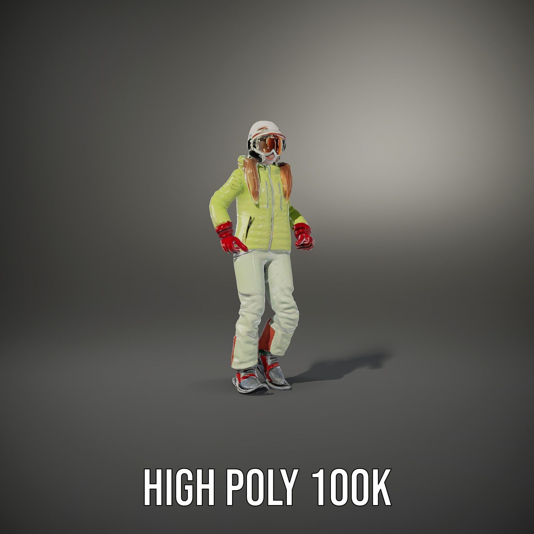 Ski Athlete Character Rigged and Animated D Model Low-poly 3D model_12