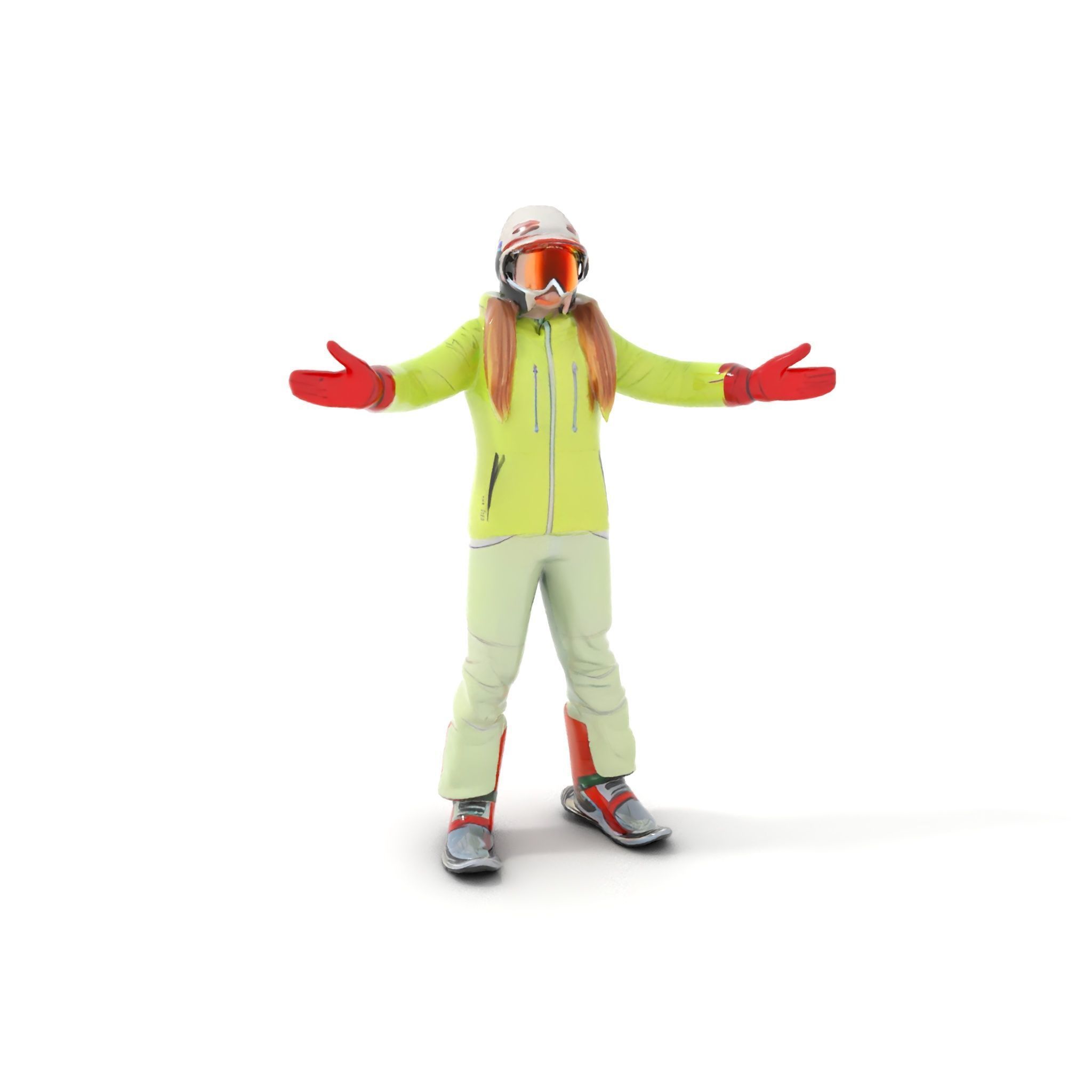 Ski Athlete Character Rigged and Animated D Model Low-poly 3D model_10