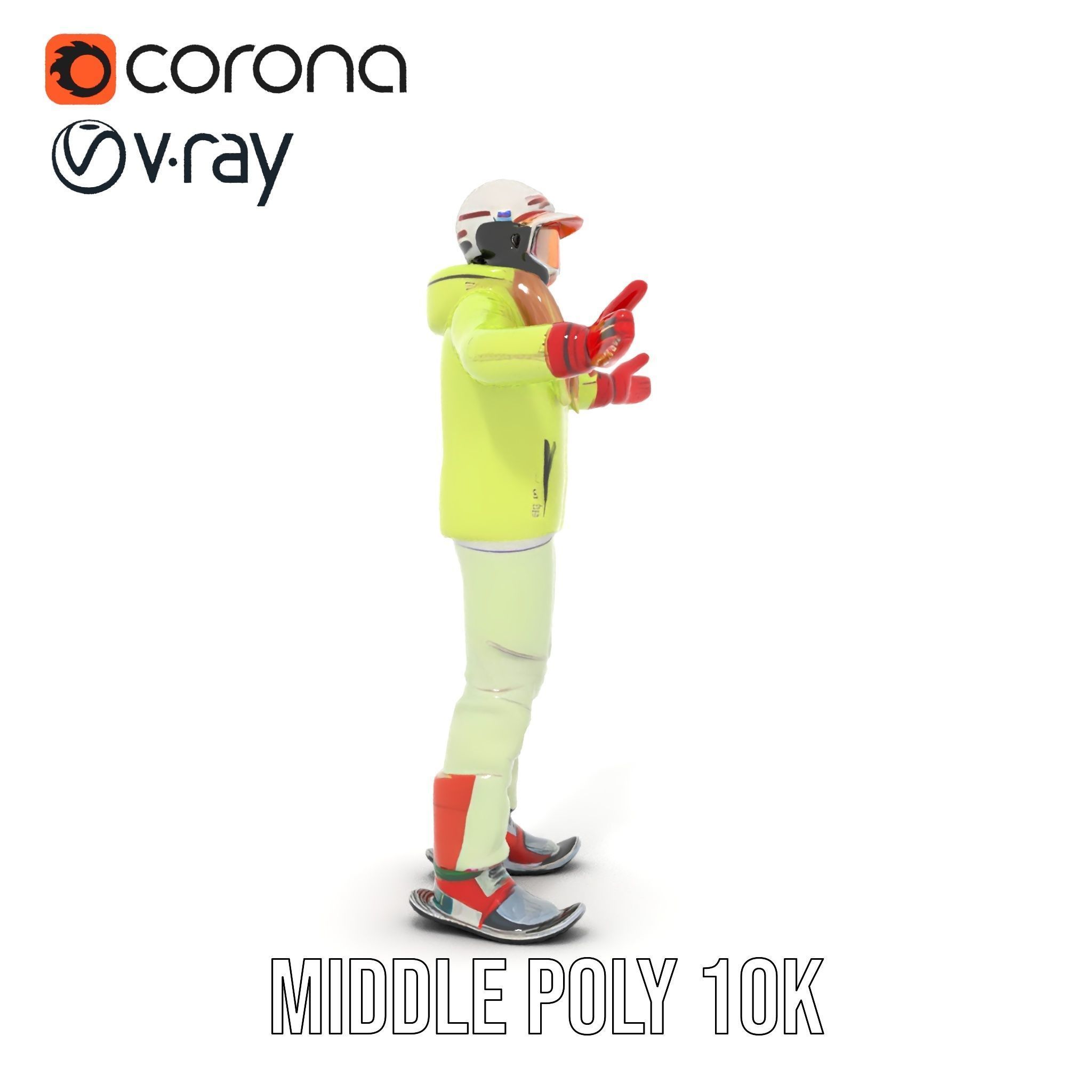 Ski Athlete Character Rigged and Animated D Model Low-poly 3D model_13