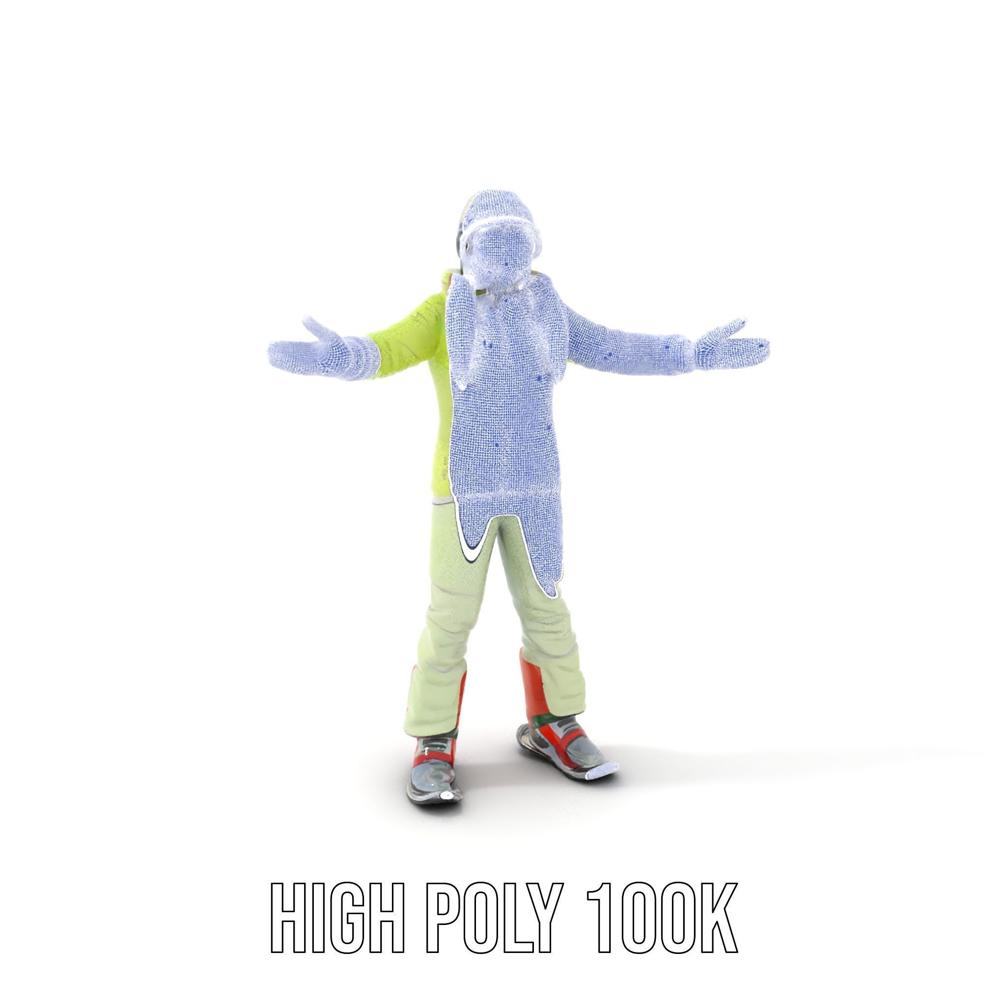 Ski Athlete Character Rigged and Animated D Model Low-poly 3D model_4