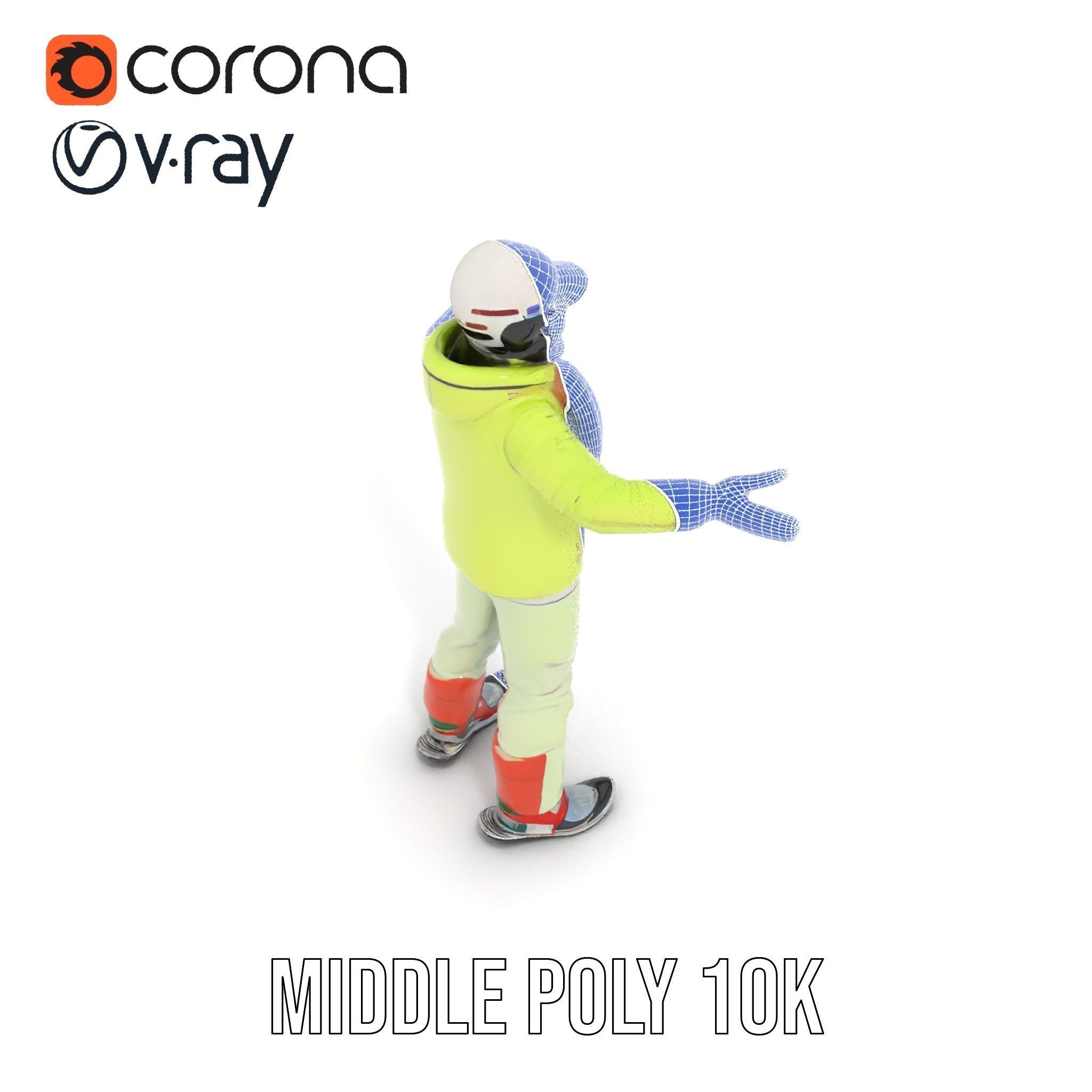 Ski Athlete Character Rigged and Animated D Model Low-poly 3D model_34