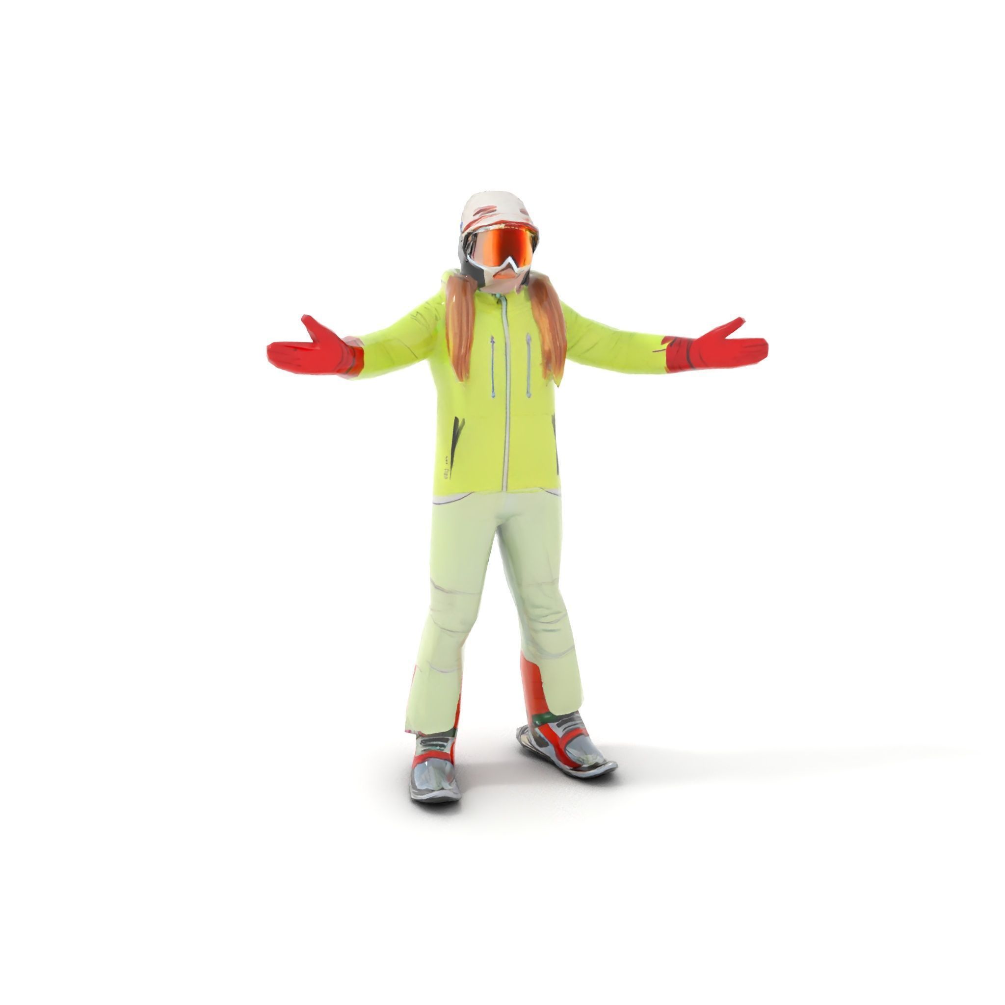 Ski Athlete Character Rigged and Animated D Model Low-poly 3D model_14