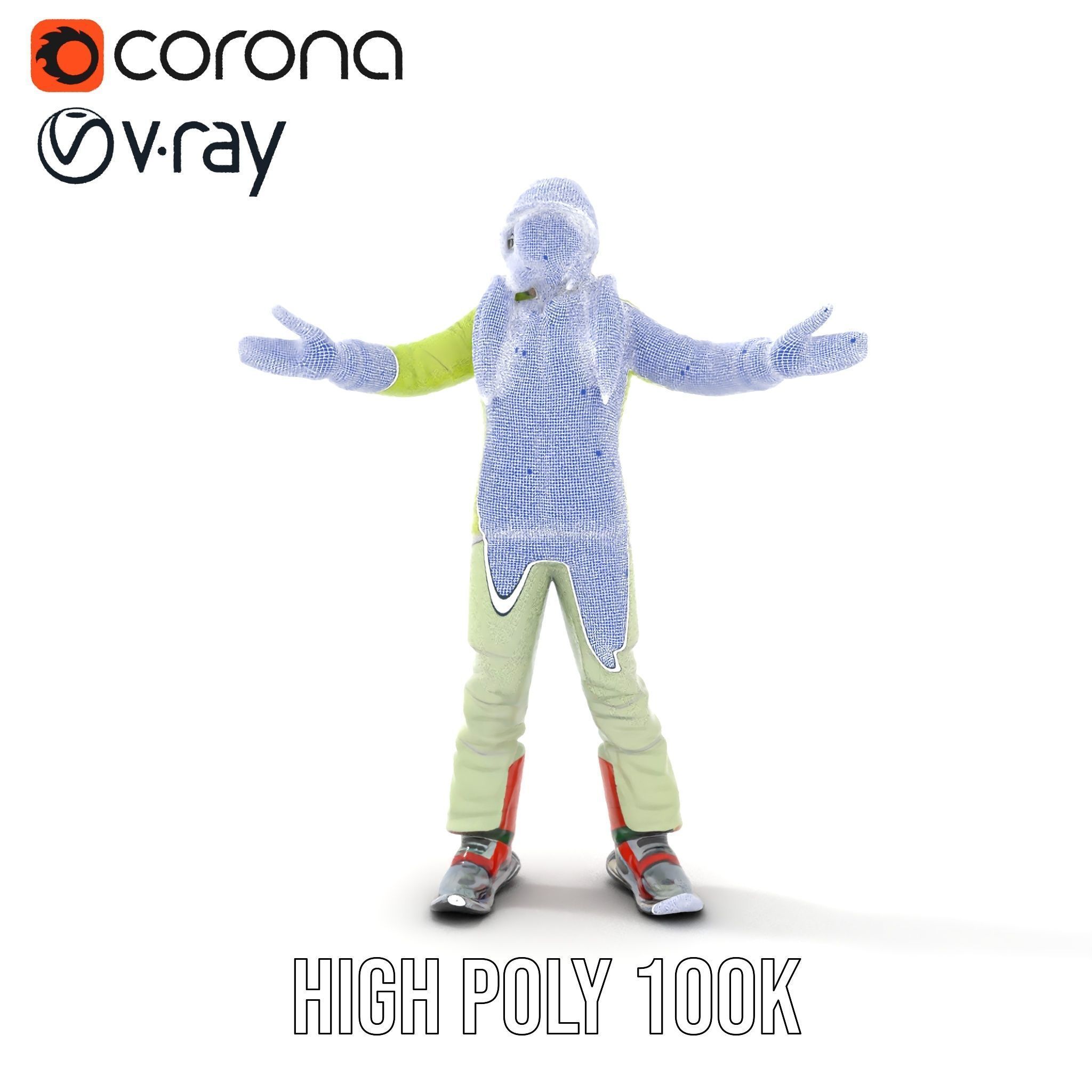 Ski Athlete Character Rigged and Animated D Model Low-poly 3D model_36