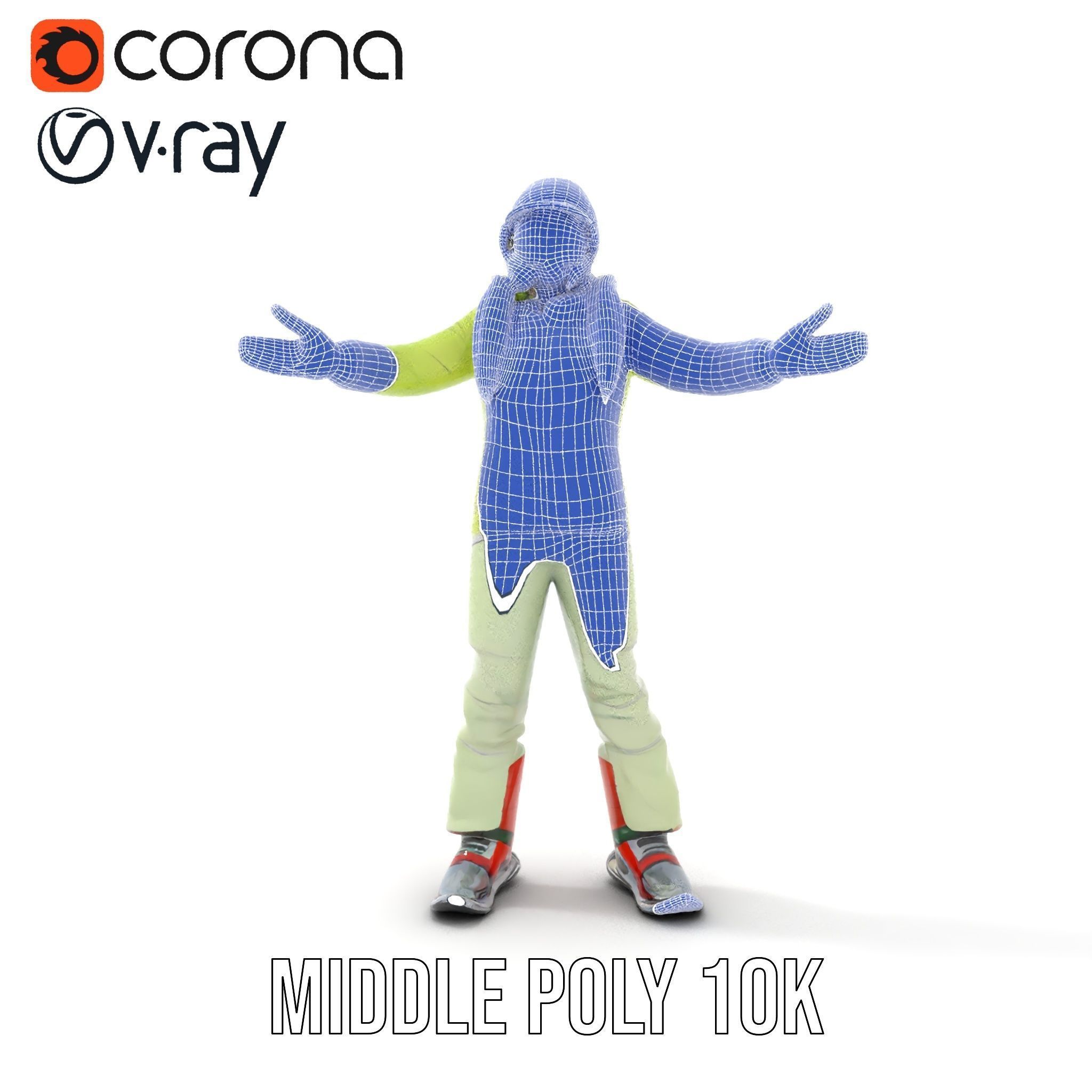 Ski Athlete Character Rigged and Animated D Model Low-poly 3D model_24