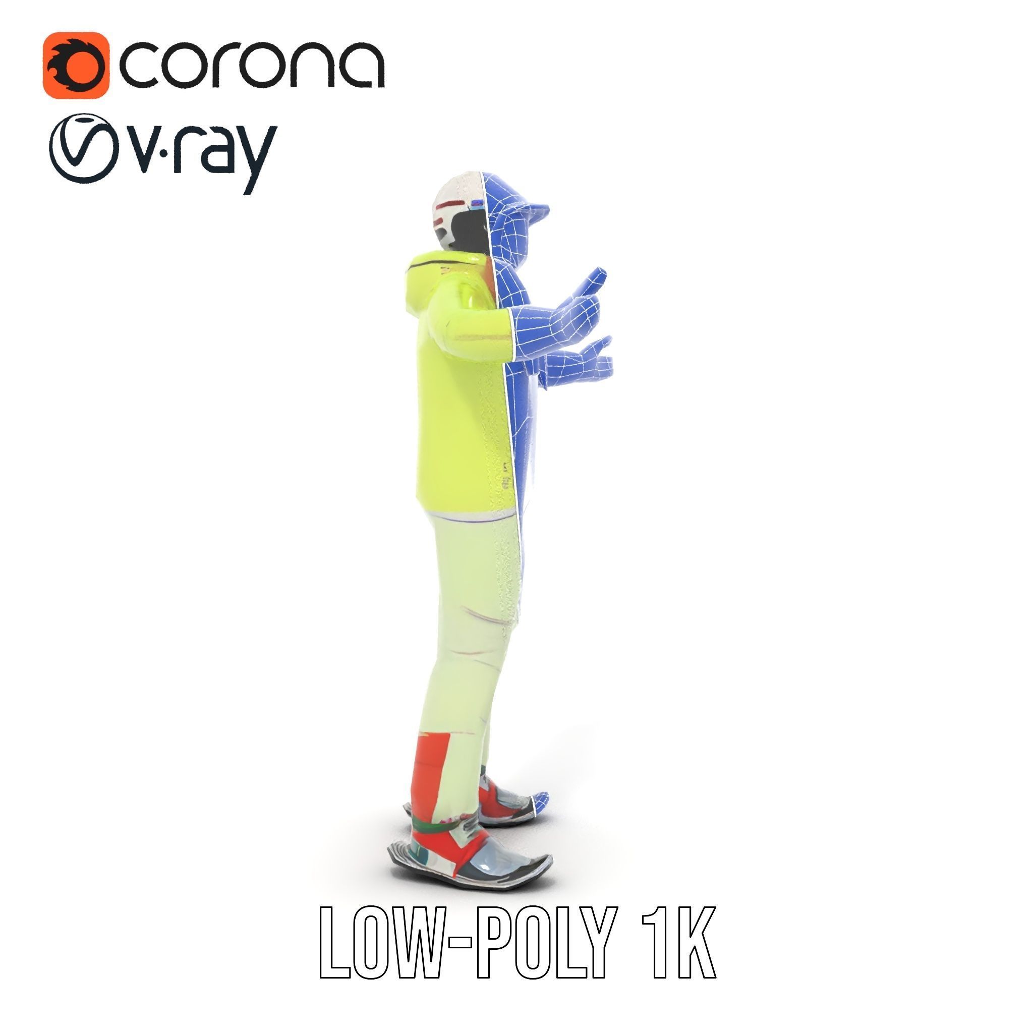 Ski Athlete Character Rigged and Animated D Model Low-poly 3D model_28