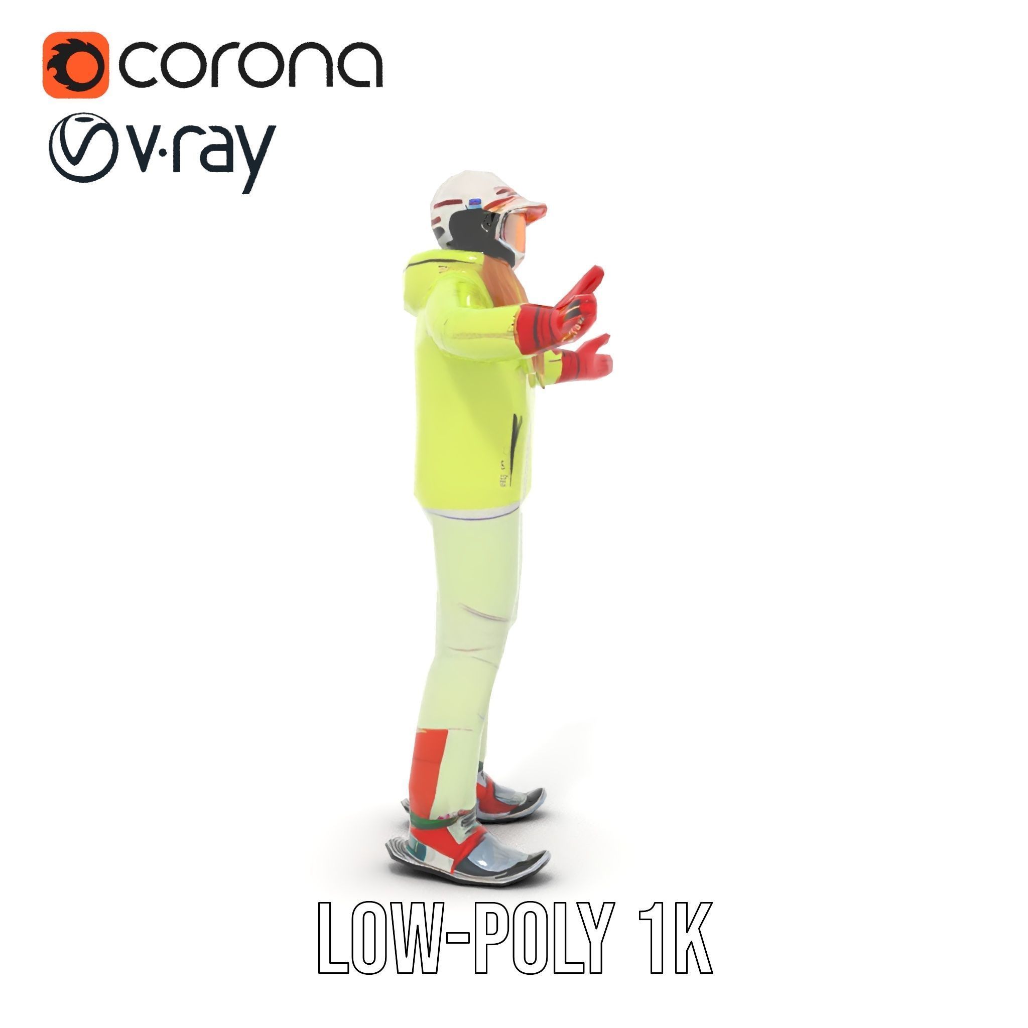 Ski Athlete Character Rigged and Animated D Model Low-poly 3D model_11