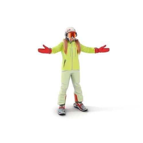 Ski Athlete Character Rigged and Animated D Model Low-poly 3D model