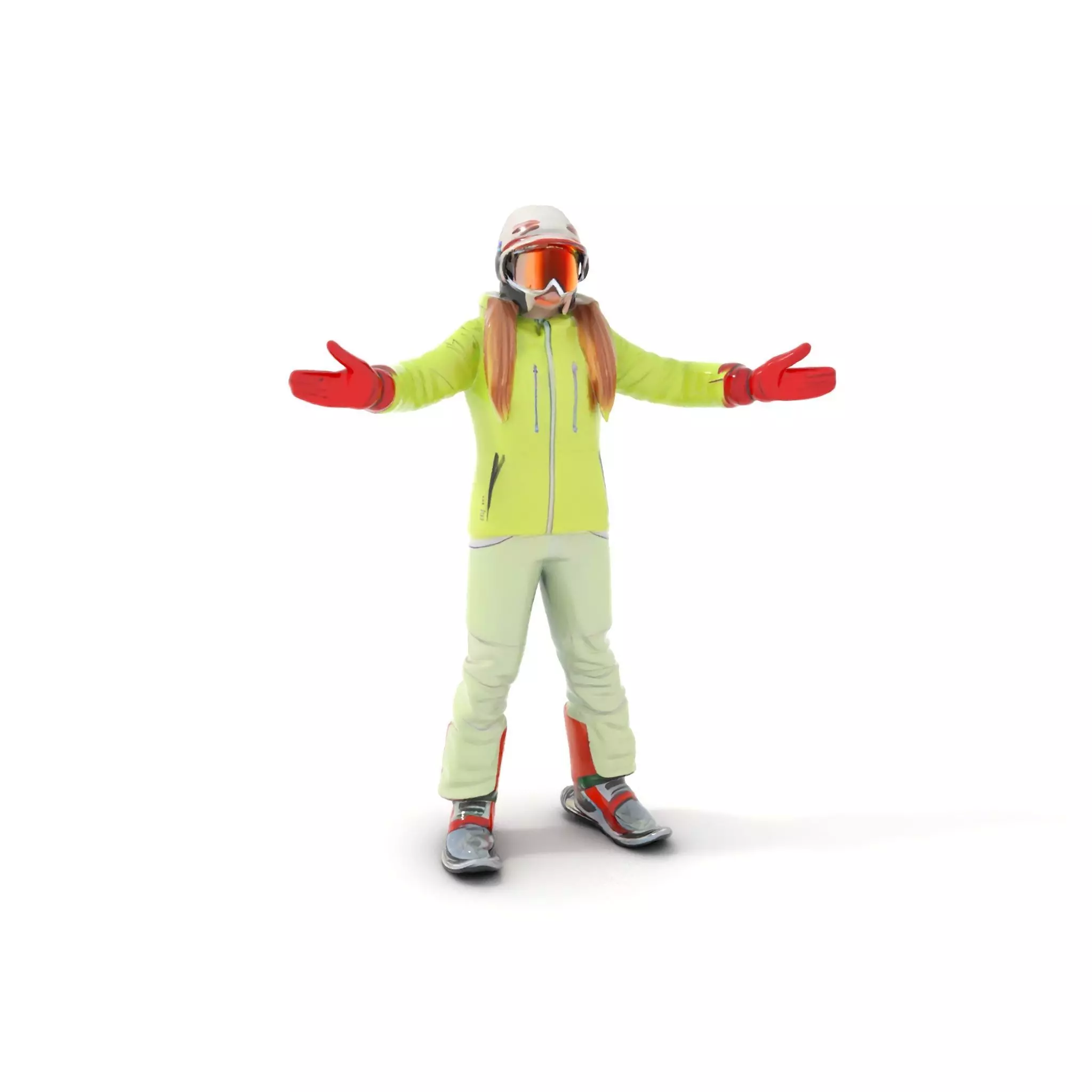 Ski Athlete Character Rigged and Animated D Model Low-poly 3D model_0