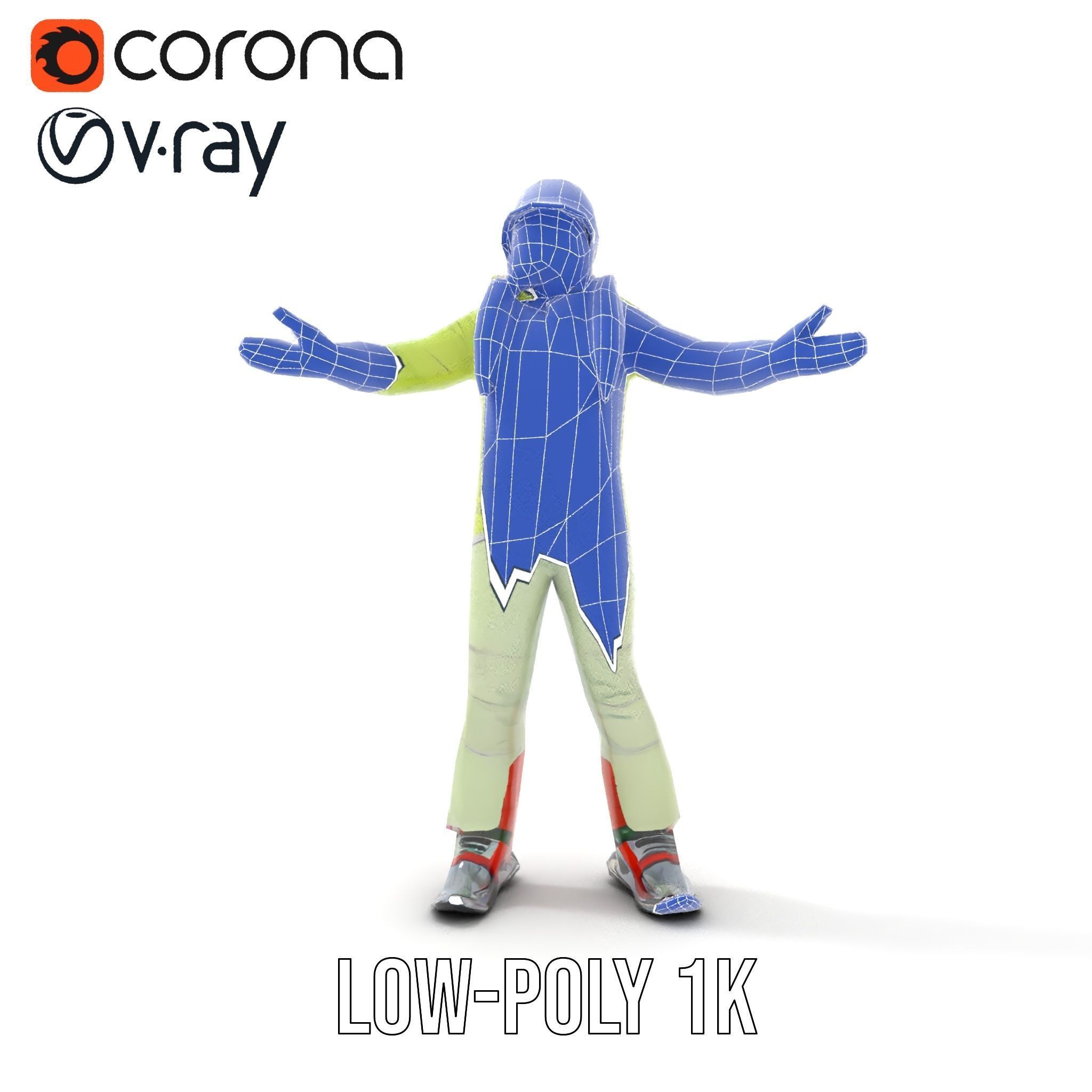 Ski Athlete Character Rigged and Animated D Model Low-poly 3D model_22