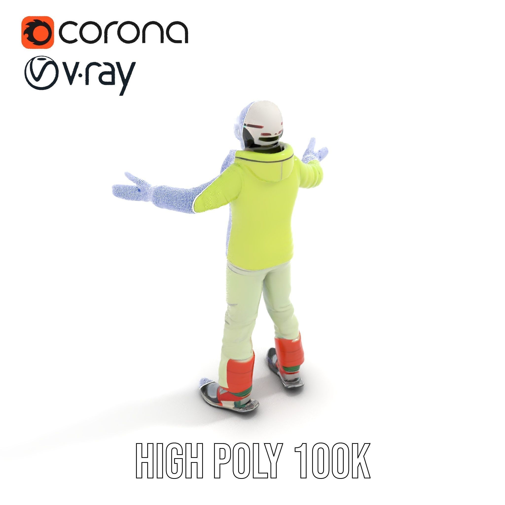 Ski Athlete Character Rigged and Animated D Model Low-poly 3D model_29