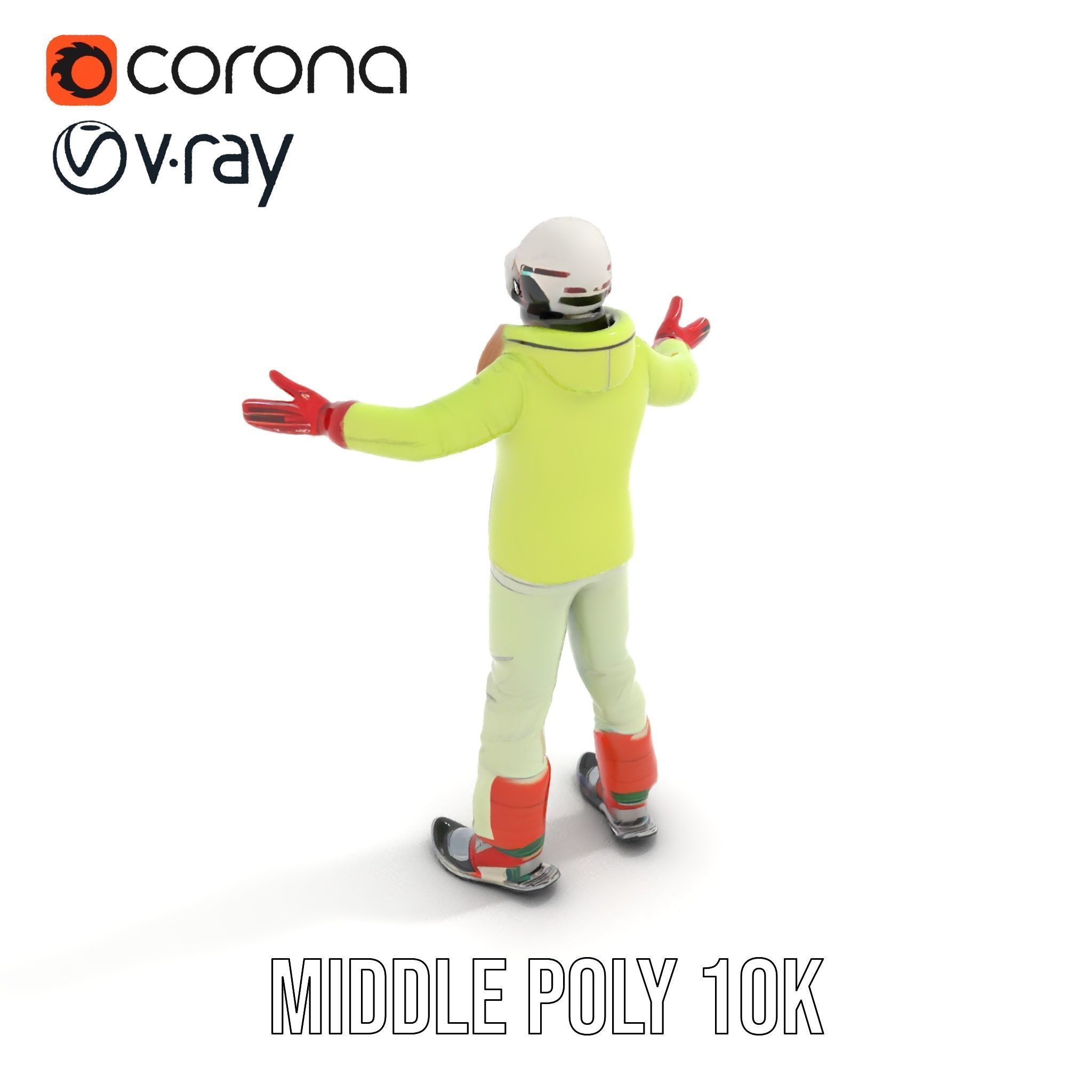 Ski Athlete Character Rigged and Animated D Model Low-poly 3D model_18