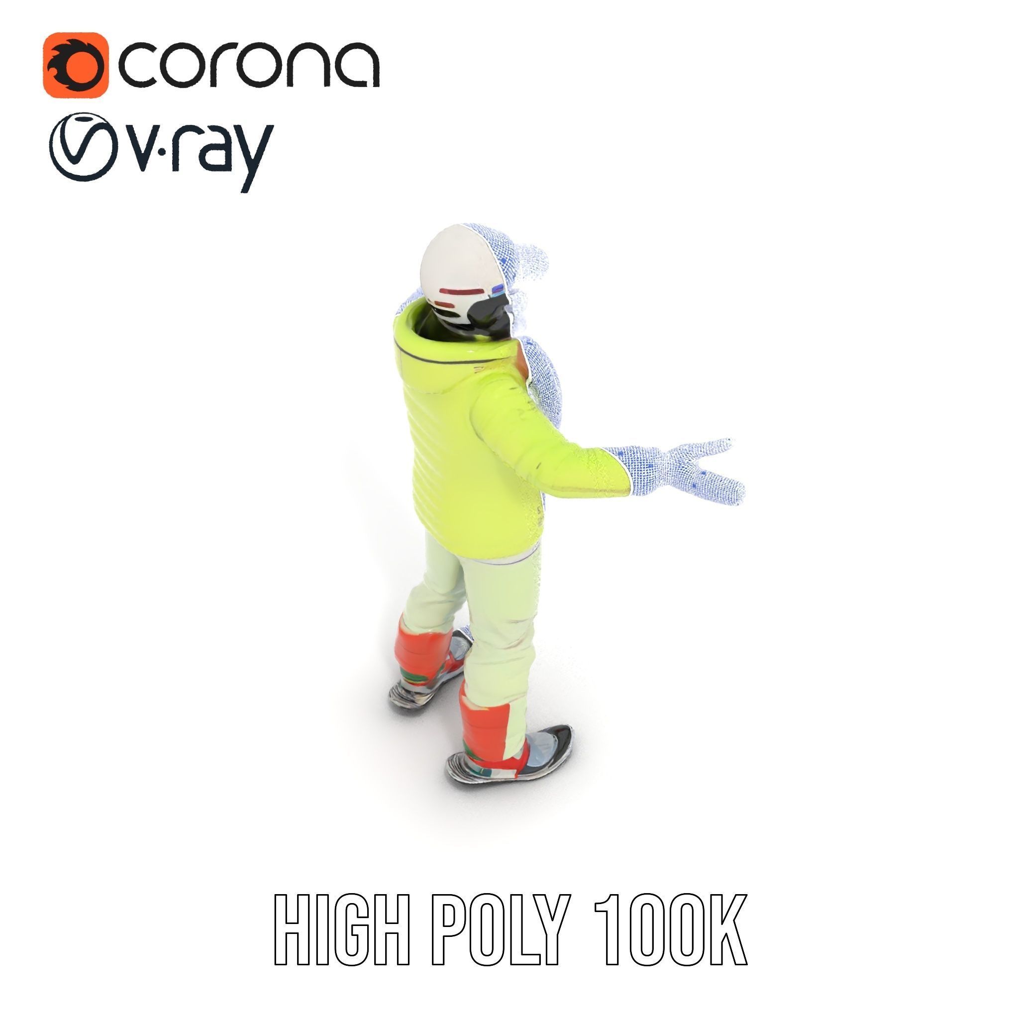 Ski Athlete Character Rigged and Animated D Model Low-poly 3D model_32