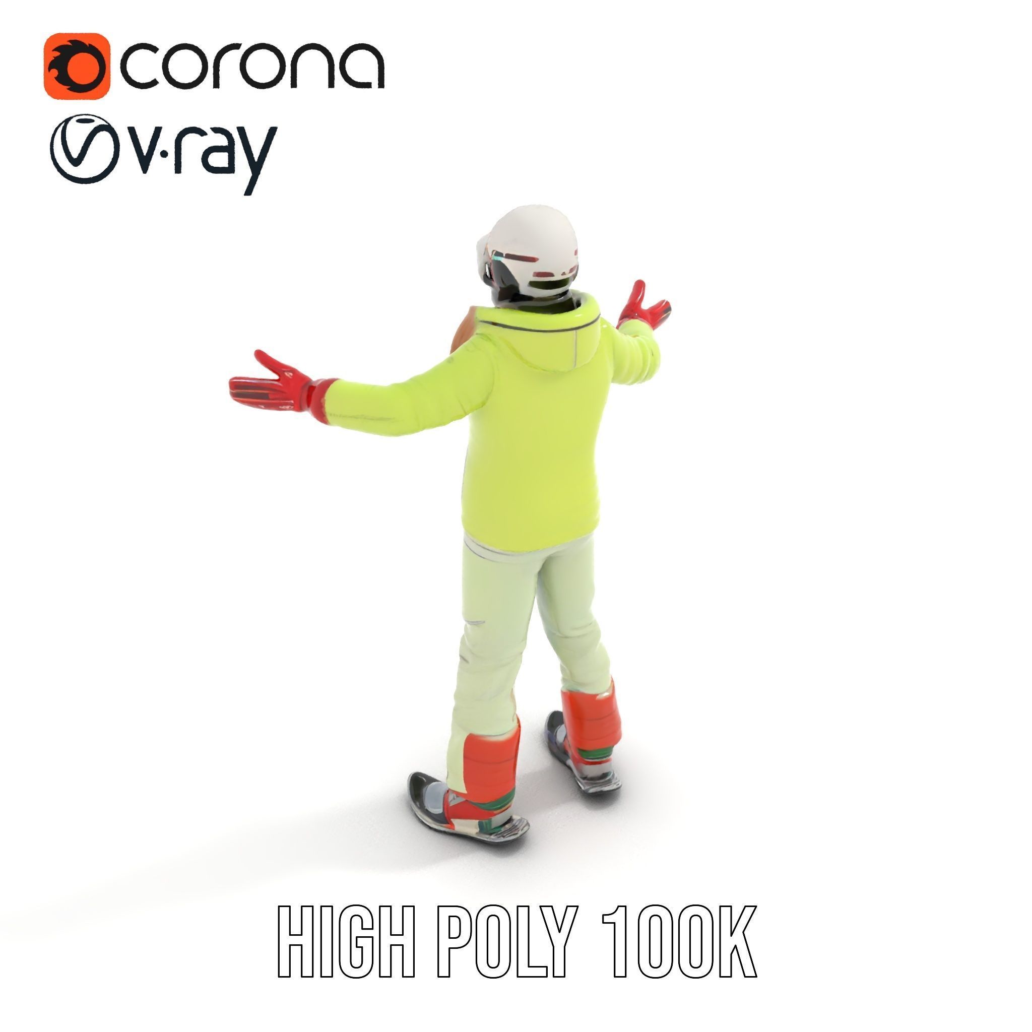 Ski Athlete Character Rigged and Animated D Model Low-poly 3D model_17