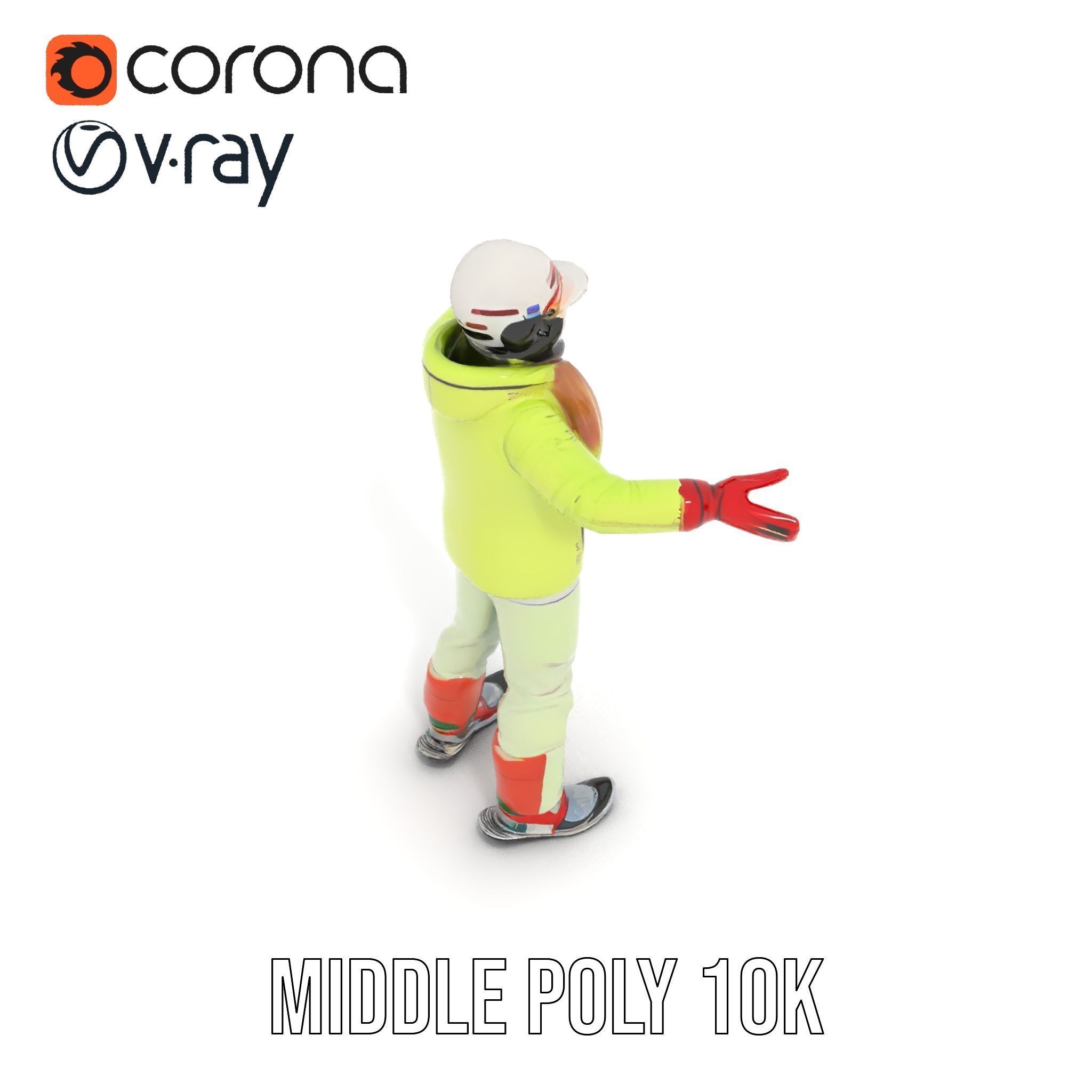 Ski Athlete Character Rigged and Animated D Model Low-poly 3D model_15