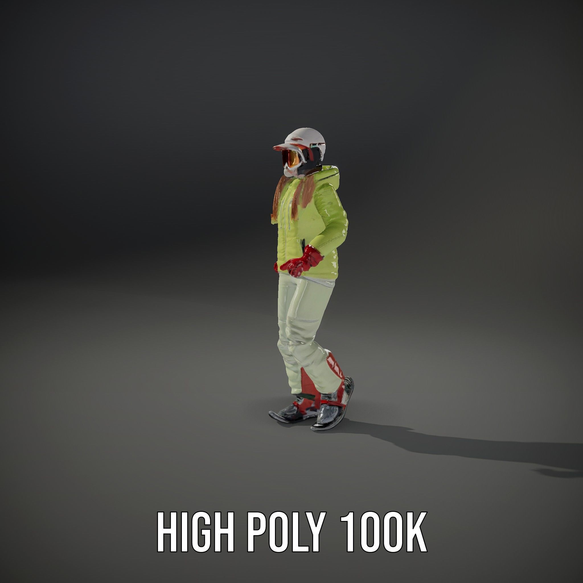 Ski Athlete Character Rigged and Animated D Model Low-poly 3D model_9