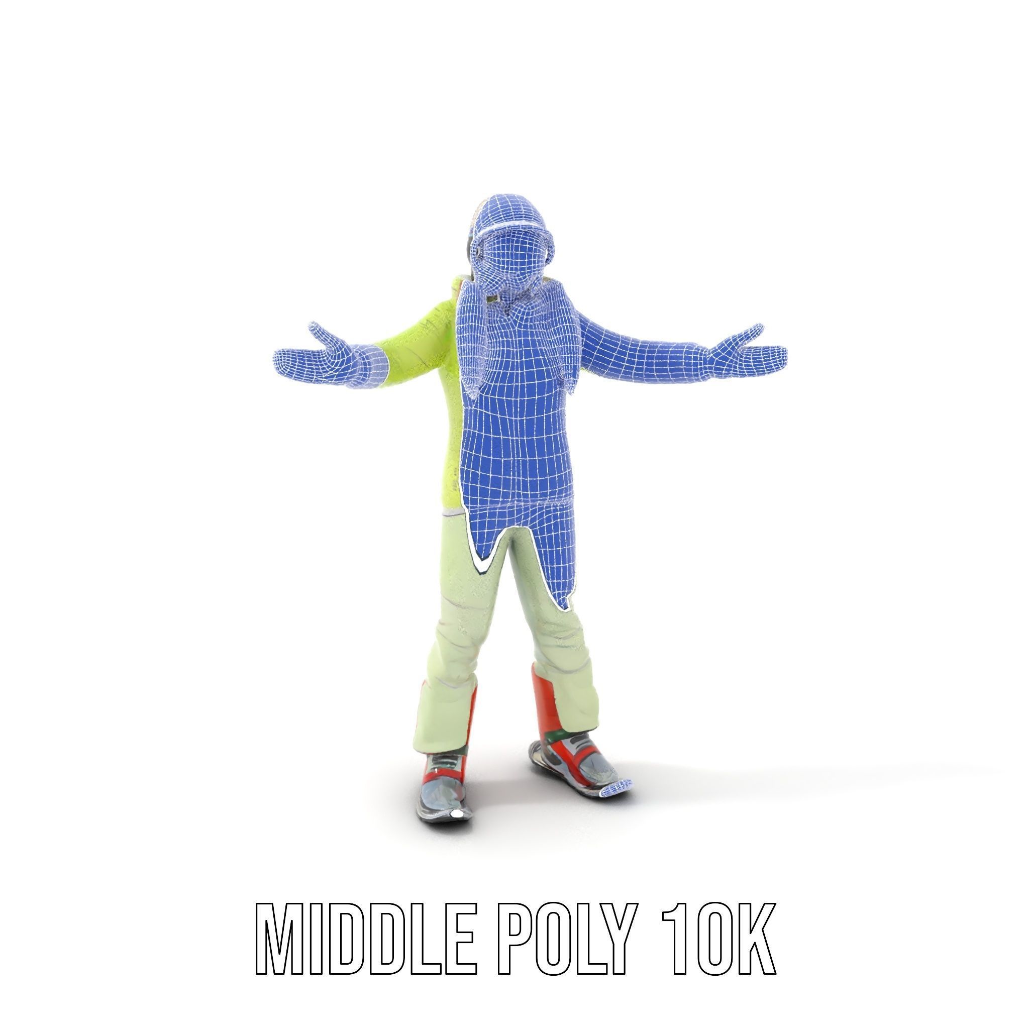Ski Athlete Character Rigged and Animated D Model Low-poly 3D model_33