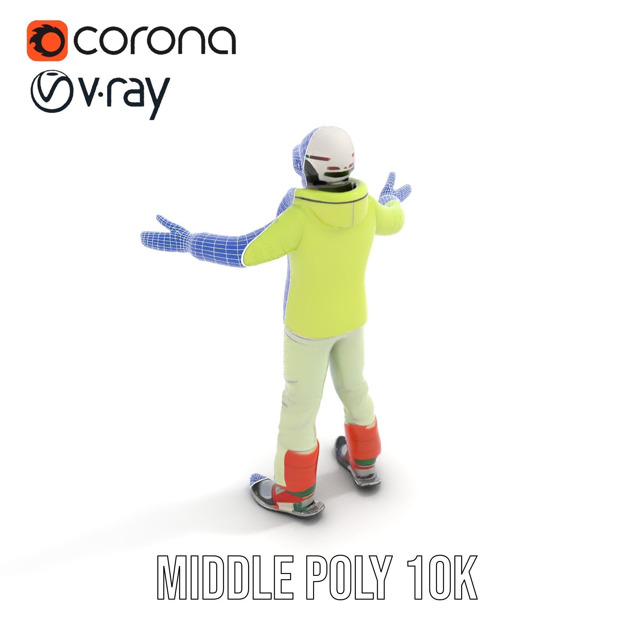 Ski Athlete Character Rigged and Animated D Model Low-poly 3D model_21