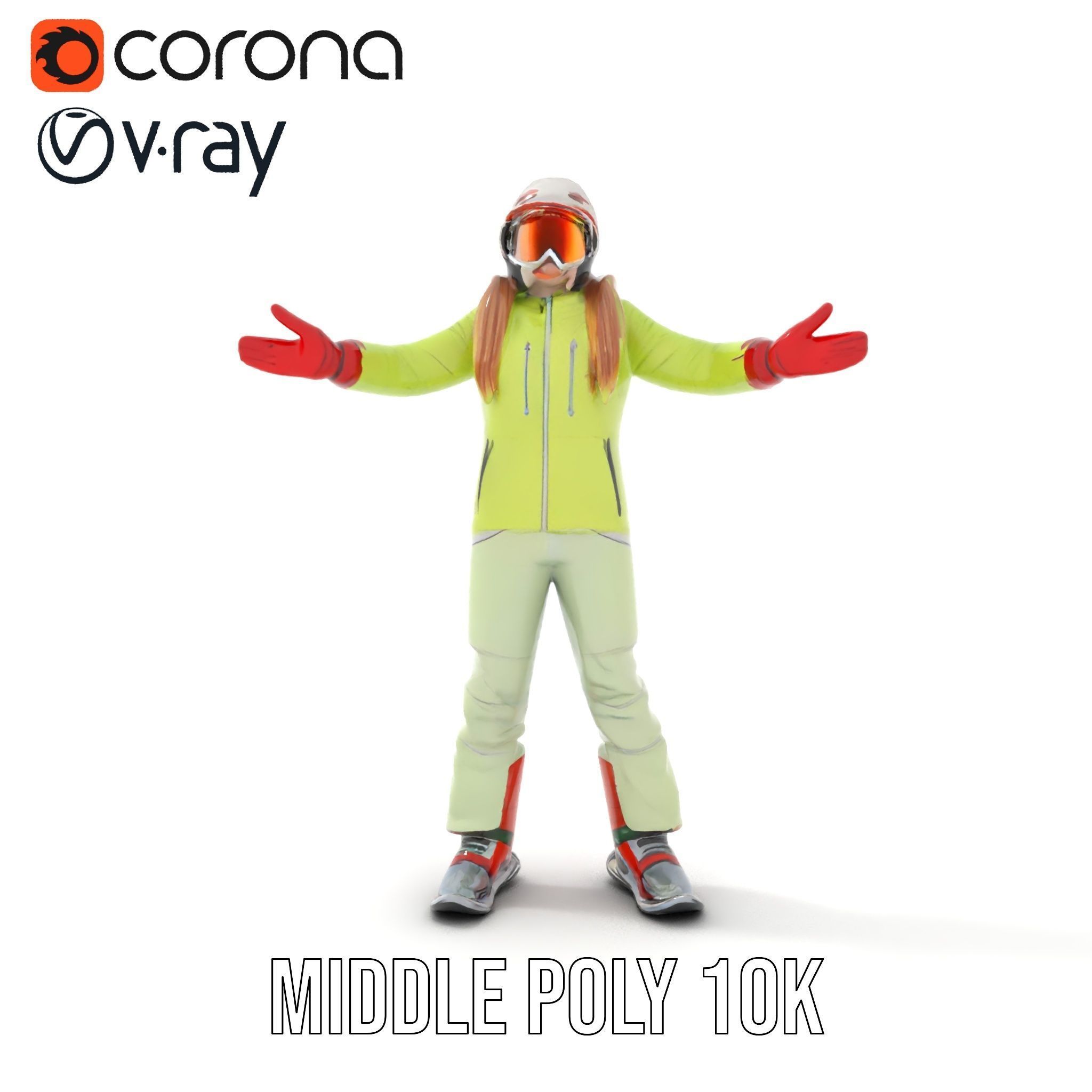 Ski Athlete Character Rigged and Animated D Model Low-poly 3D model_27