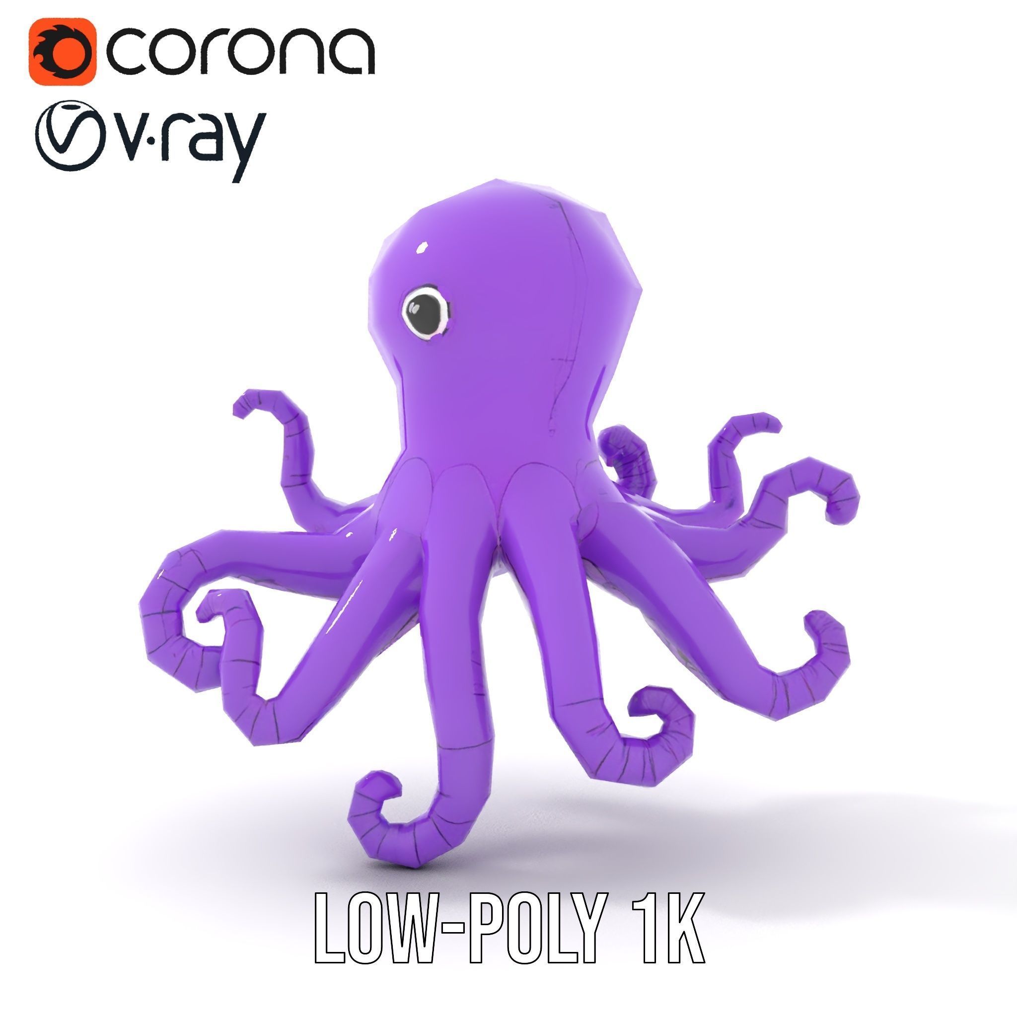 Cartoon Inflatable Octopus Model Pack Low-poly 3D model_17