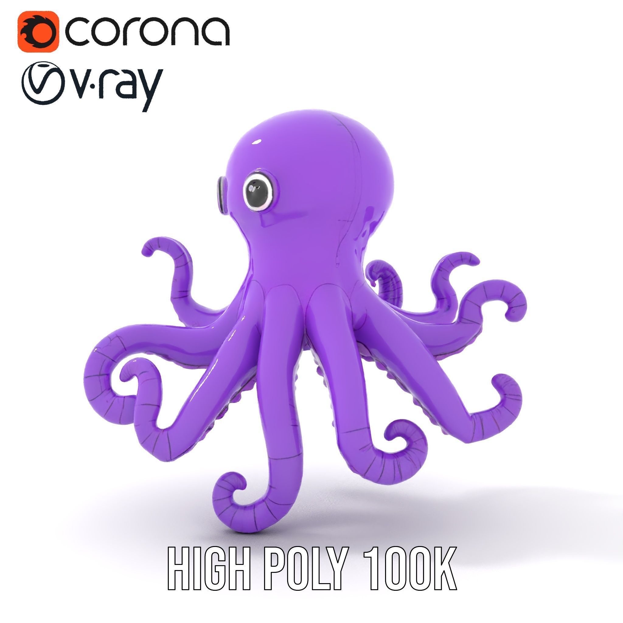 Cartoon Inflatable Octopus Model Pack Low-poly 3D model_21