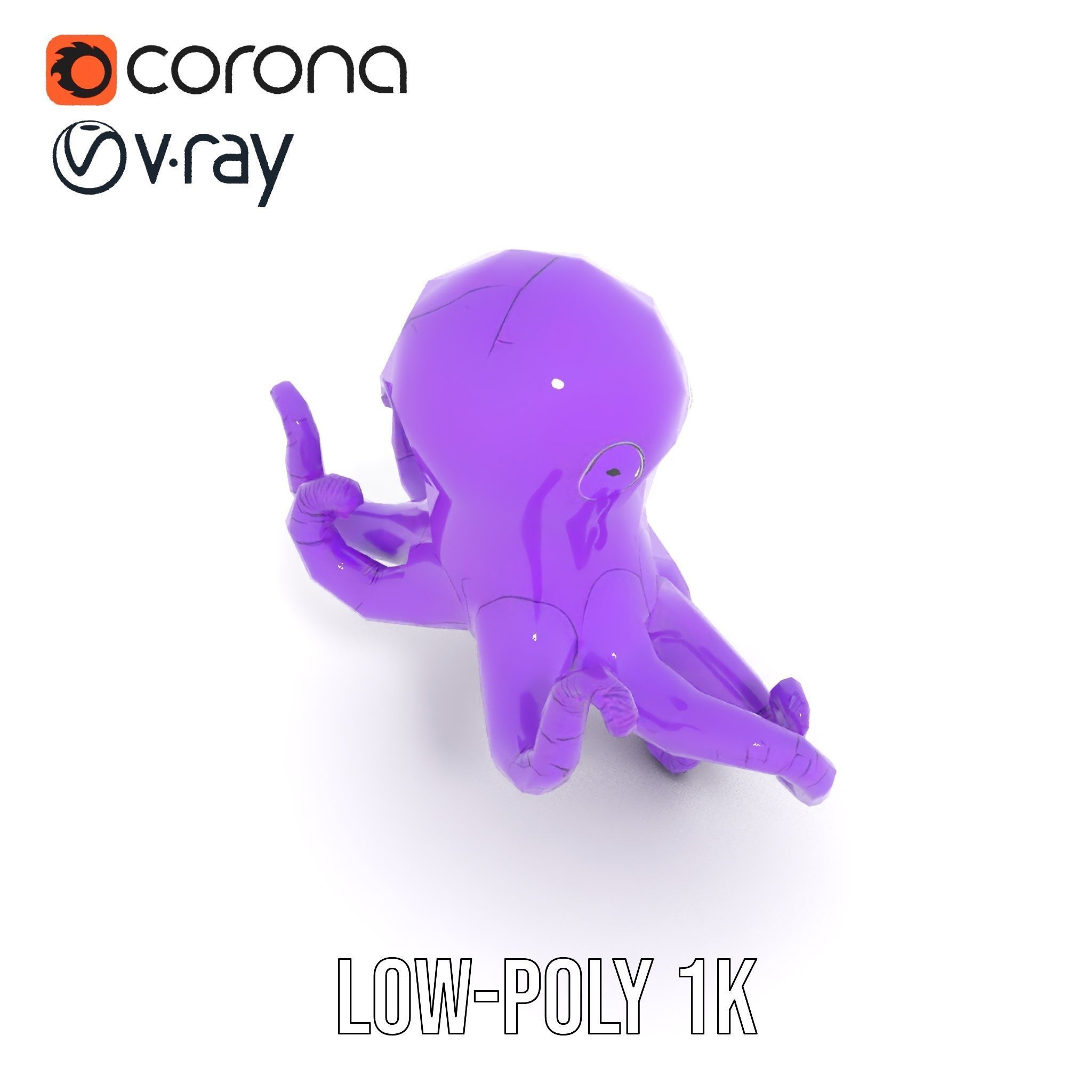 Cartoon Inflatable Octopus Model Pack Low-poly 3D model_7