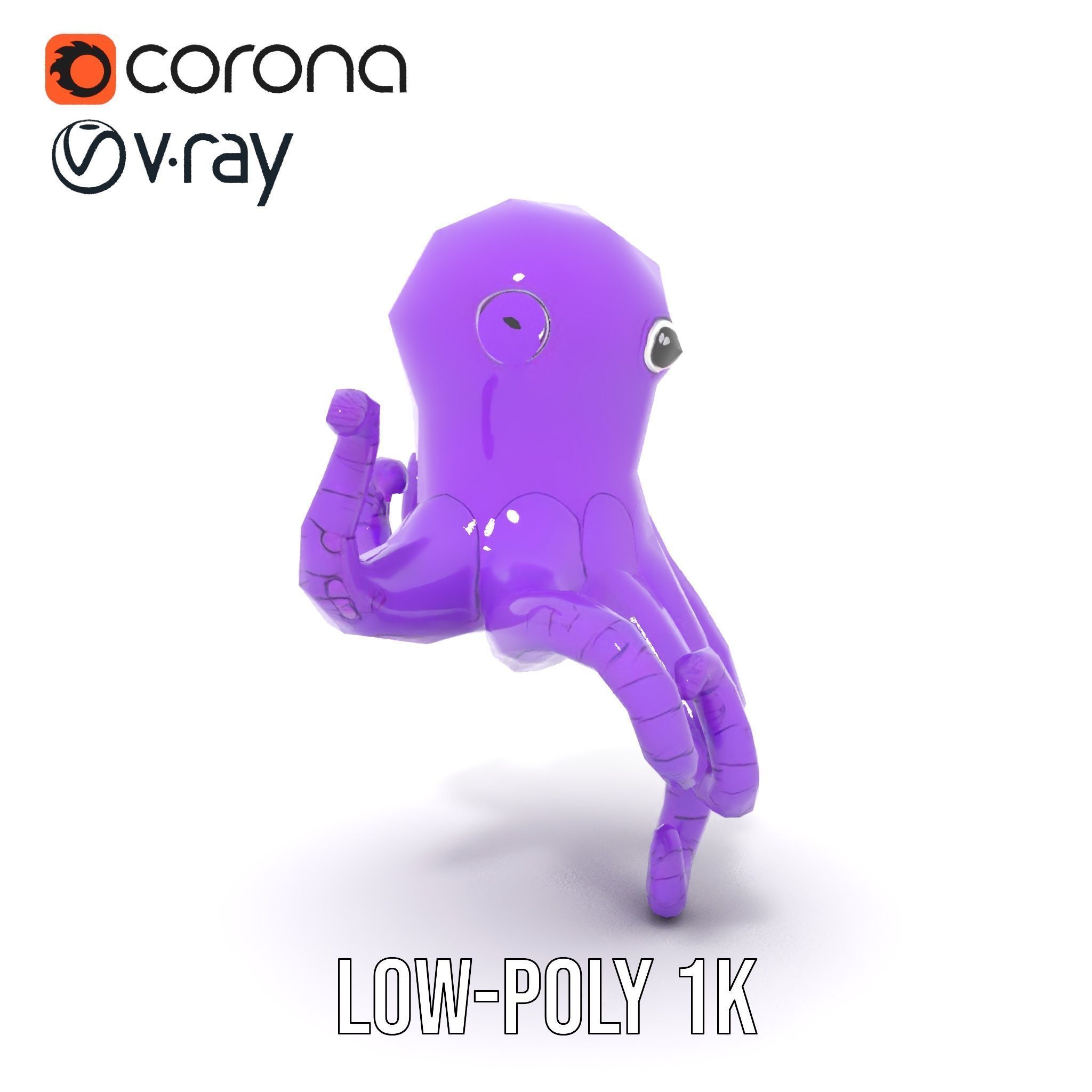 Cartoon Inflatable Octopus Model Pack Low-poly 3D model_12