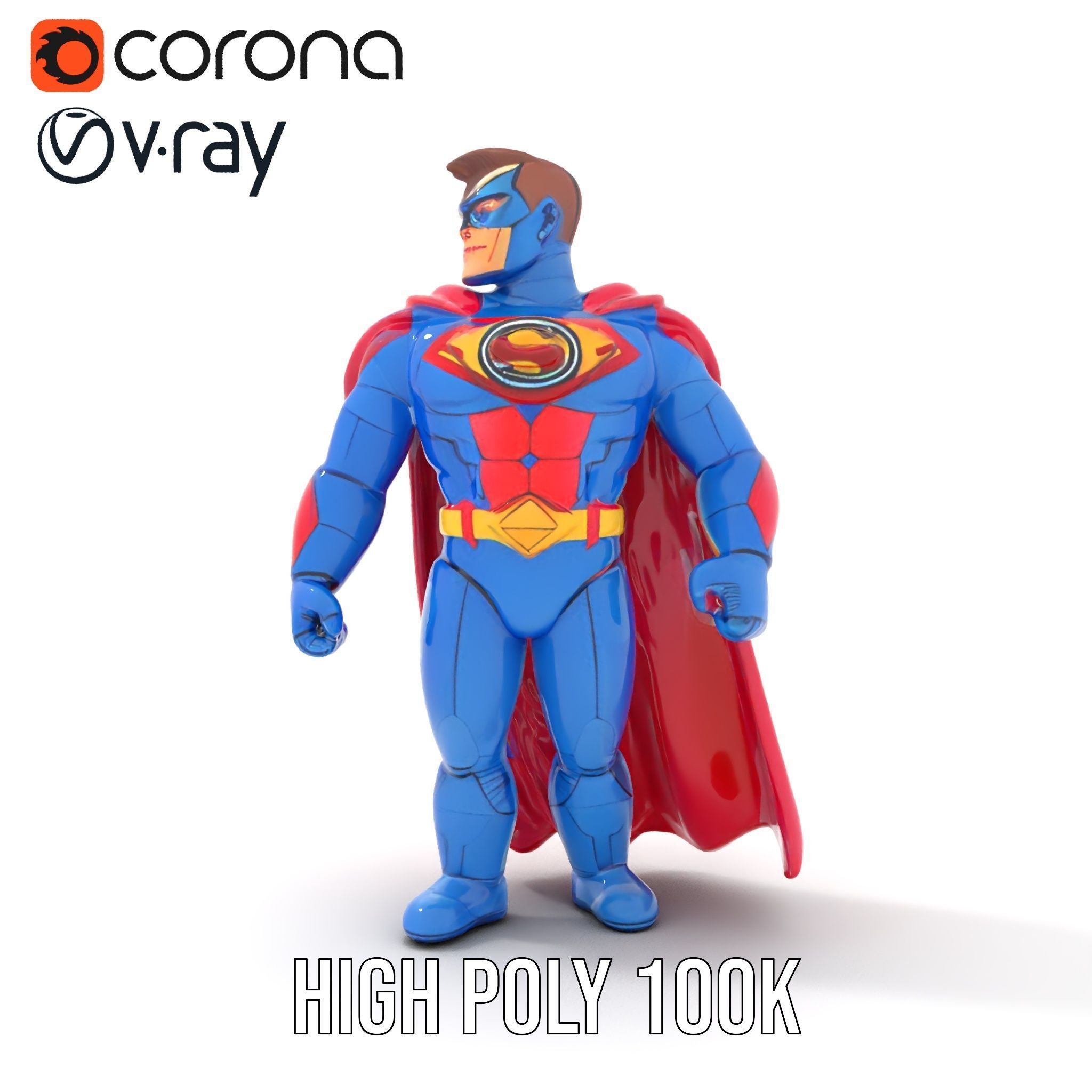 Superhero Action Figure Model Pack Low-poly 3D model_26