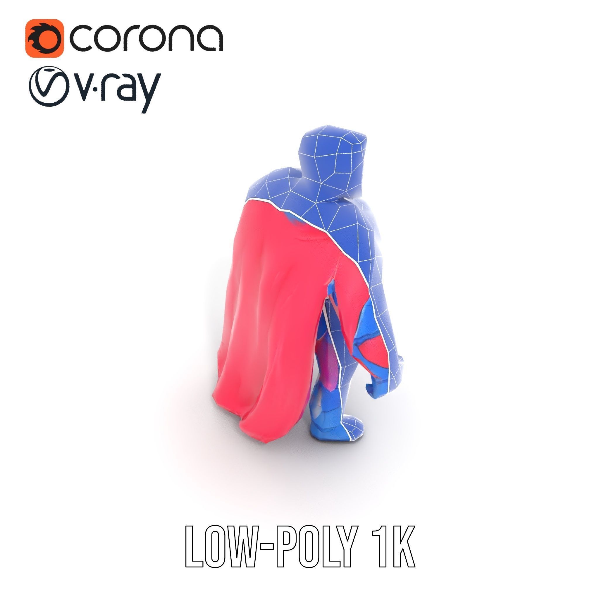 Superhero Action Figure Model Pack Low-poly 3D model_25