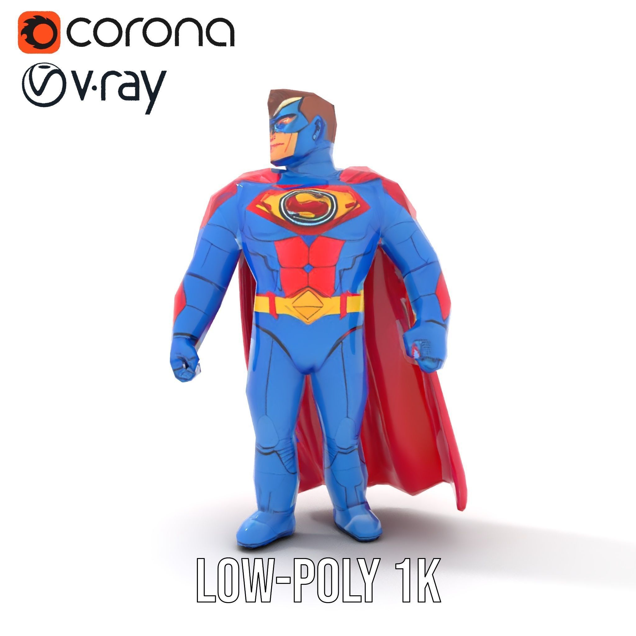Superhero Action Figure Model Pack Low-poly 3D model_17
