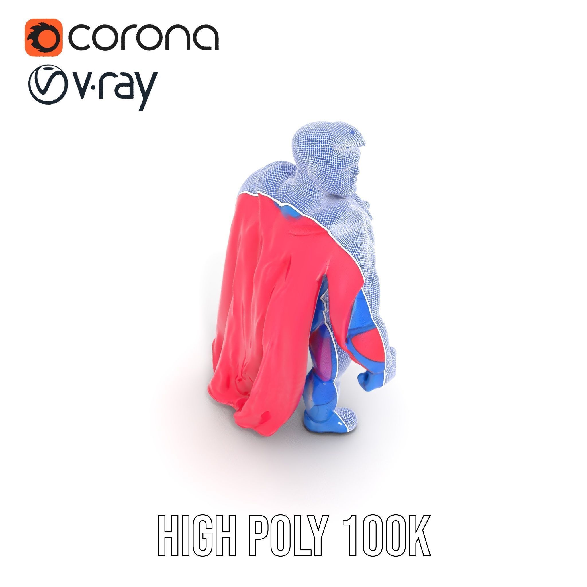 Superhero Action Figure Model Pack Low-poly 3D model_23