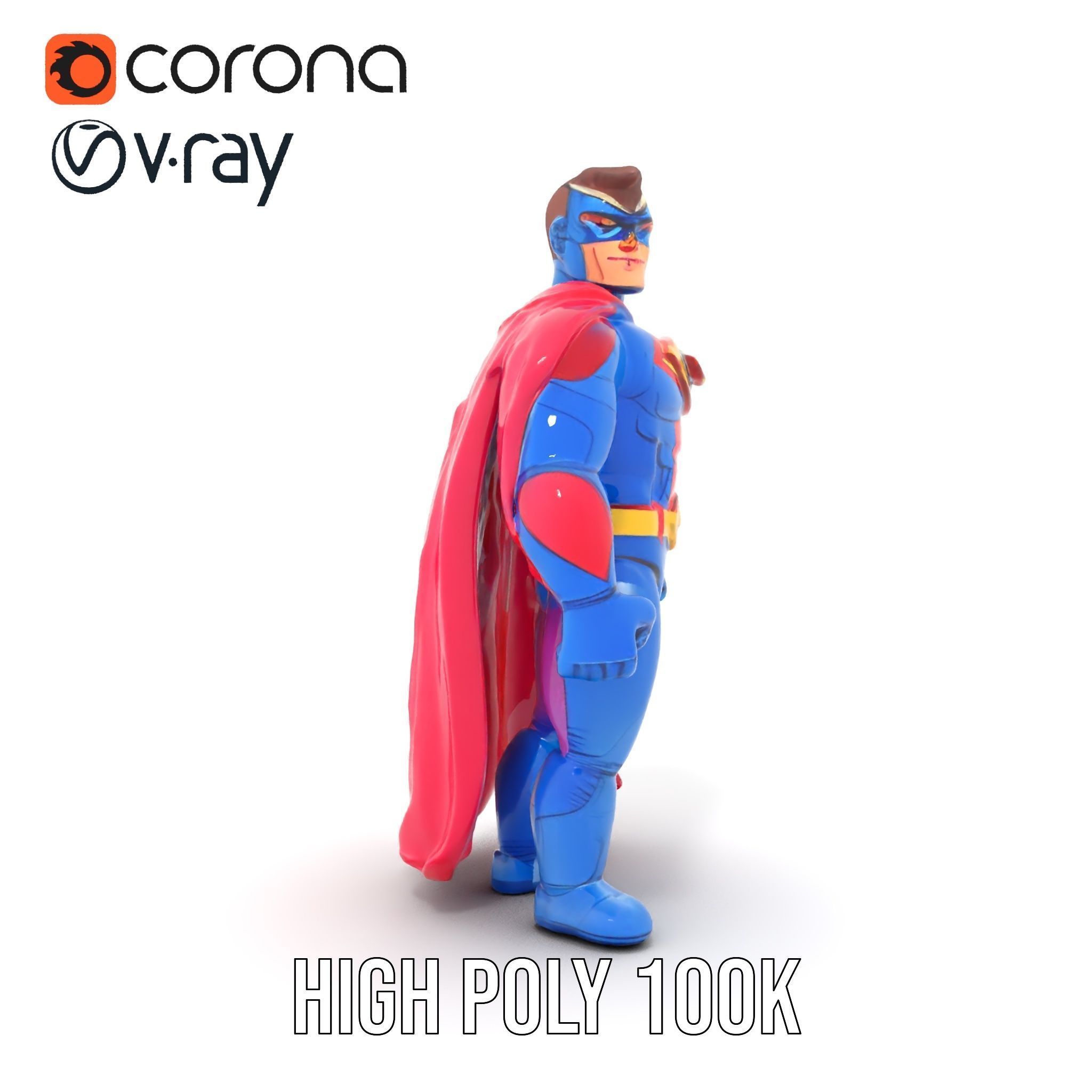 Superhero Action Figure Model Pack Low-poly 3D model_32