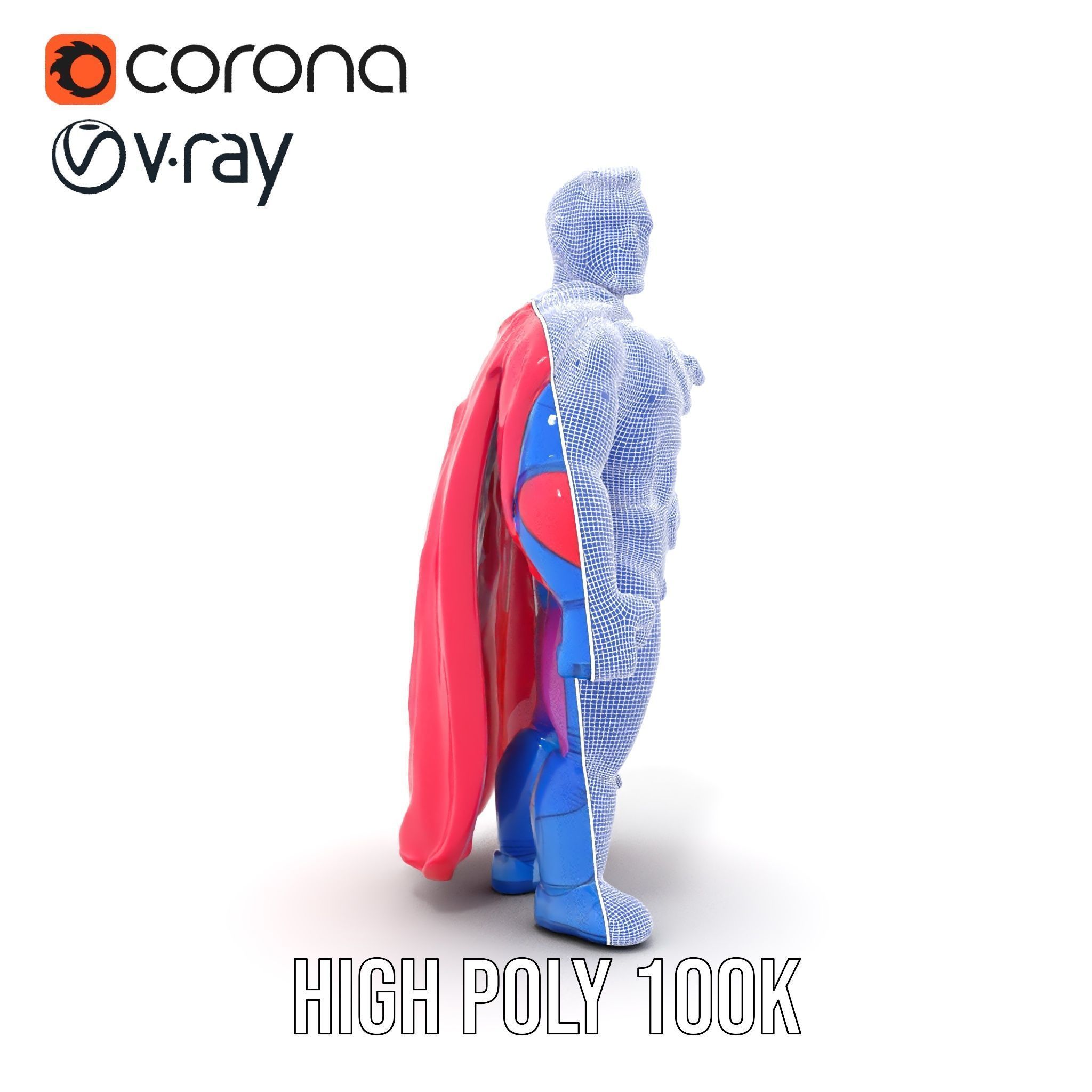 Superhero Action Figure Model Pack Low-poly 3D model_34