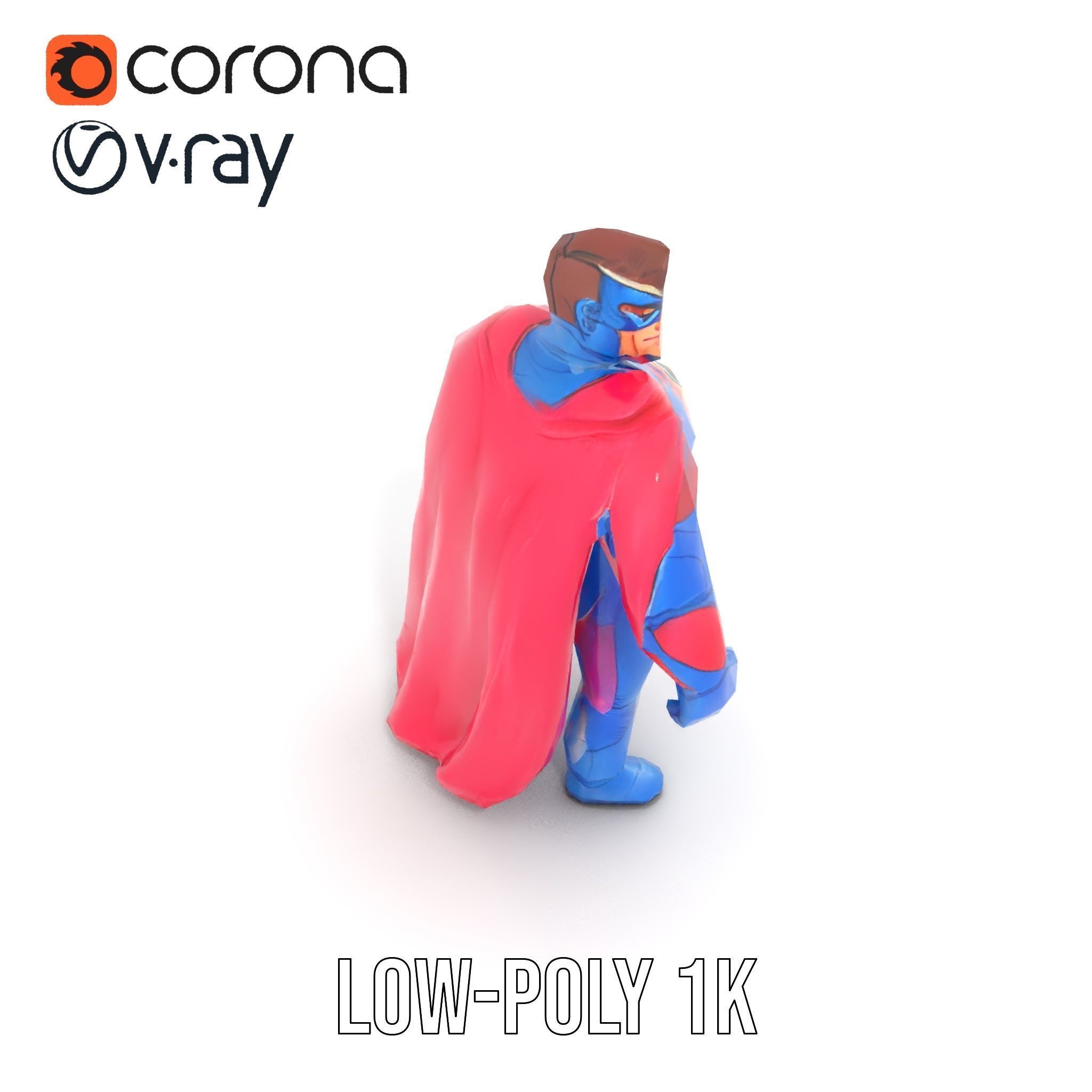 Superhero Action Figure Model Pack Low-poly 3D model_12