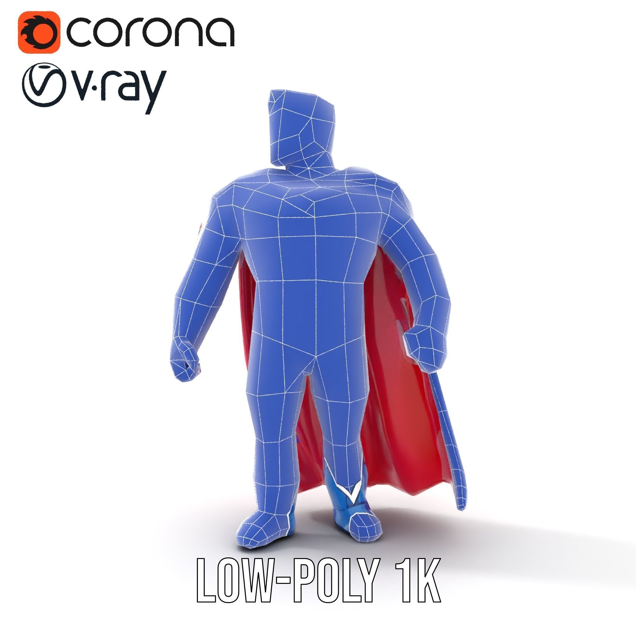 Superhero Action Figure Model Pack Low-poly 3D model_28
