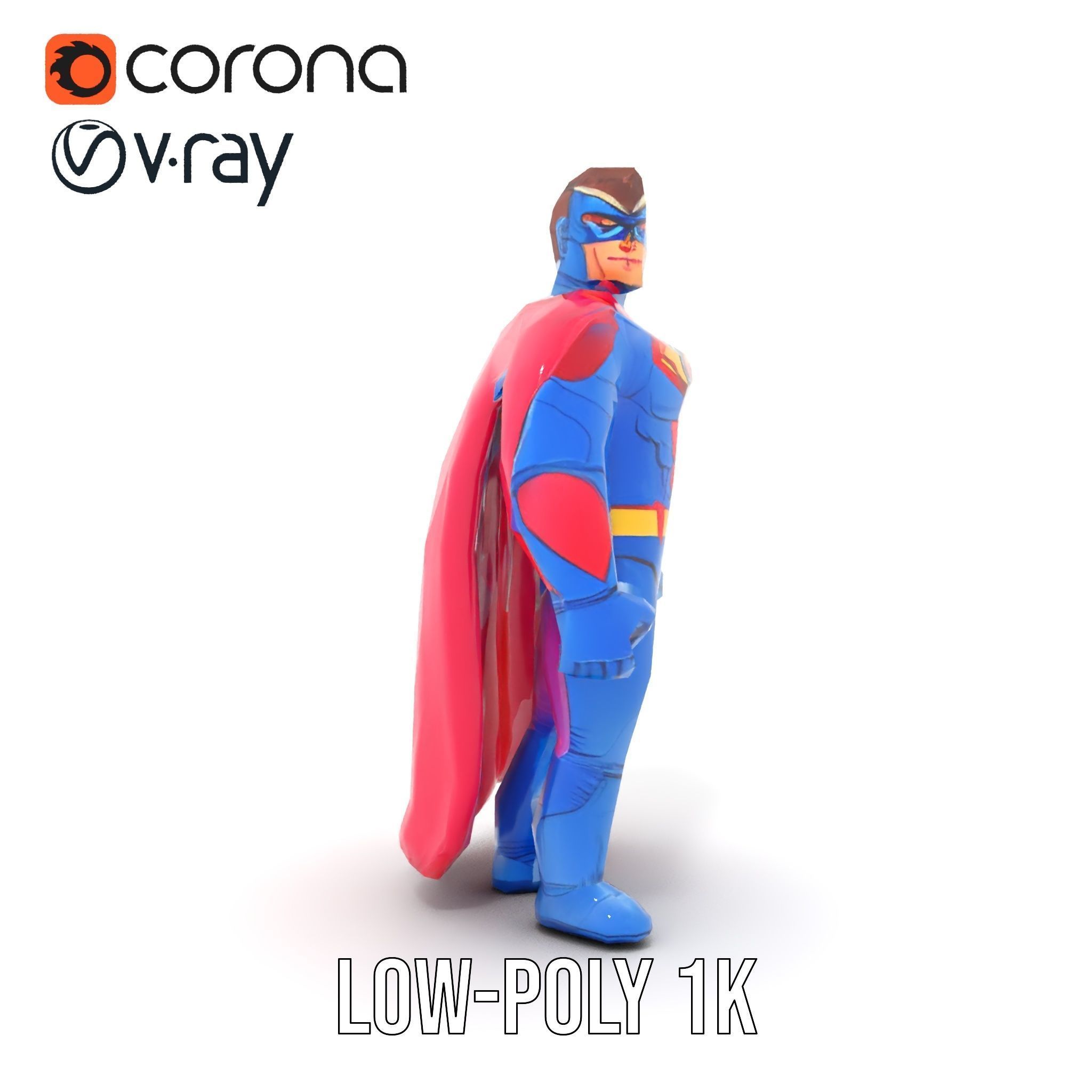 Superhero Action Figure Model Pack Low-poly 3D model_14