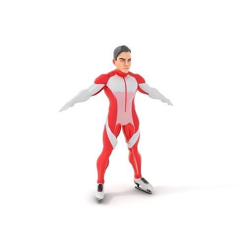 Speed Skater Character Model Rigged and Animated Low-poly 3D model