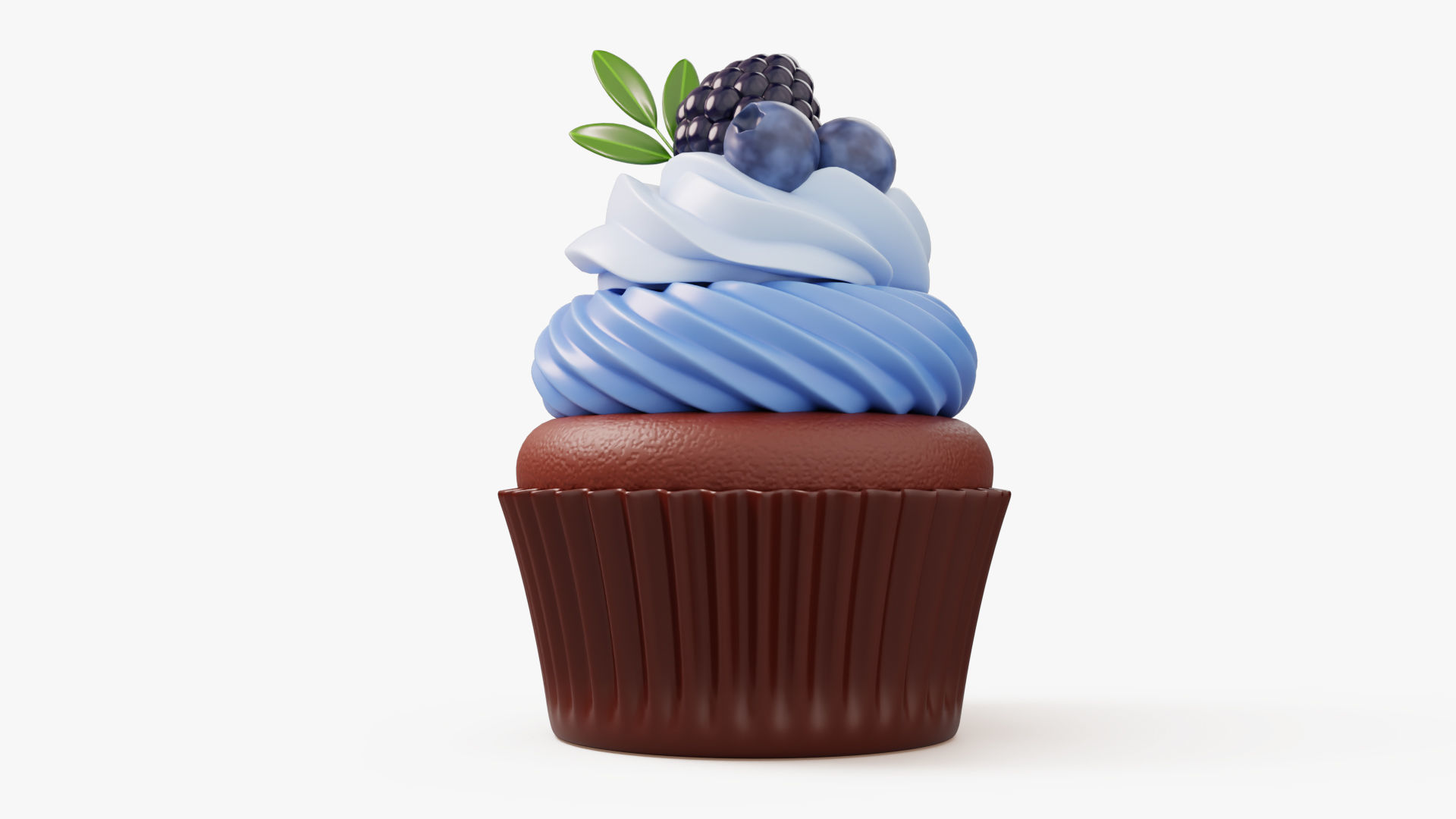 Blueberry Cupcake Dessert 3D model_2