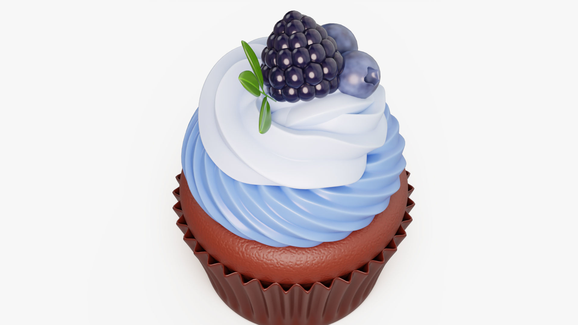 Blueberry Cupcake Dessert 3D model_3