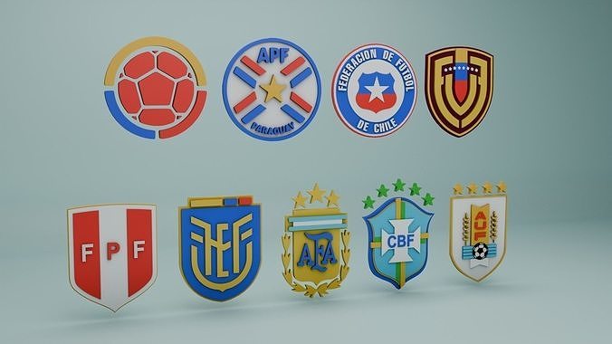 3D soccer logos from South America 3D model